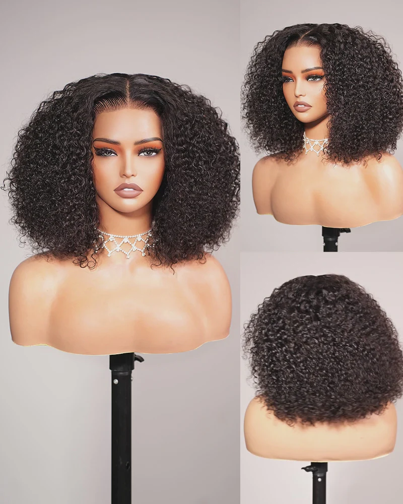 Pure-Luxe™ Special Jerry Curl Natural Black Pre-Cut 13x6 Lace Ultra-Dense Glueless Human Hair Wig