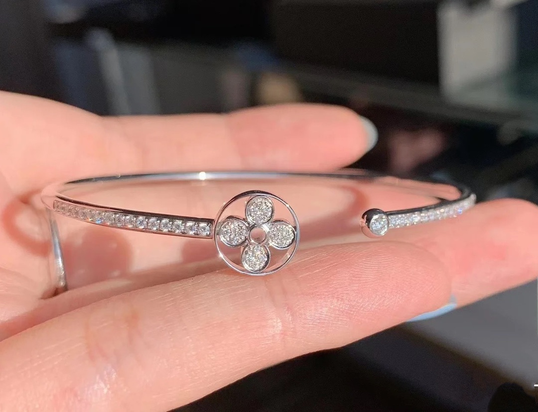 Louis Vuitton Dainty Diamond Open Cuff Bangle Bracelet - Original Replica Club