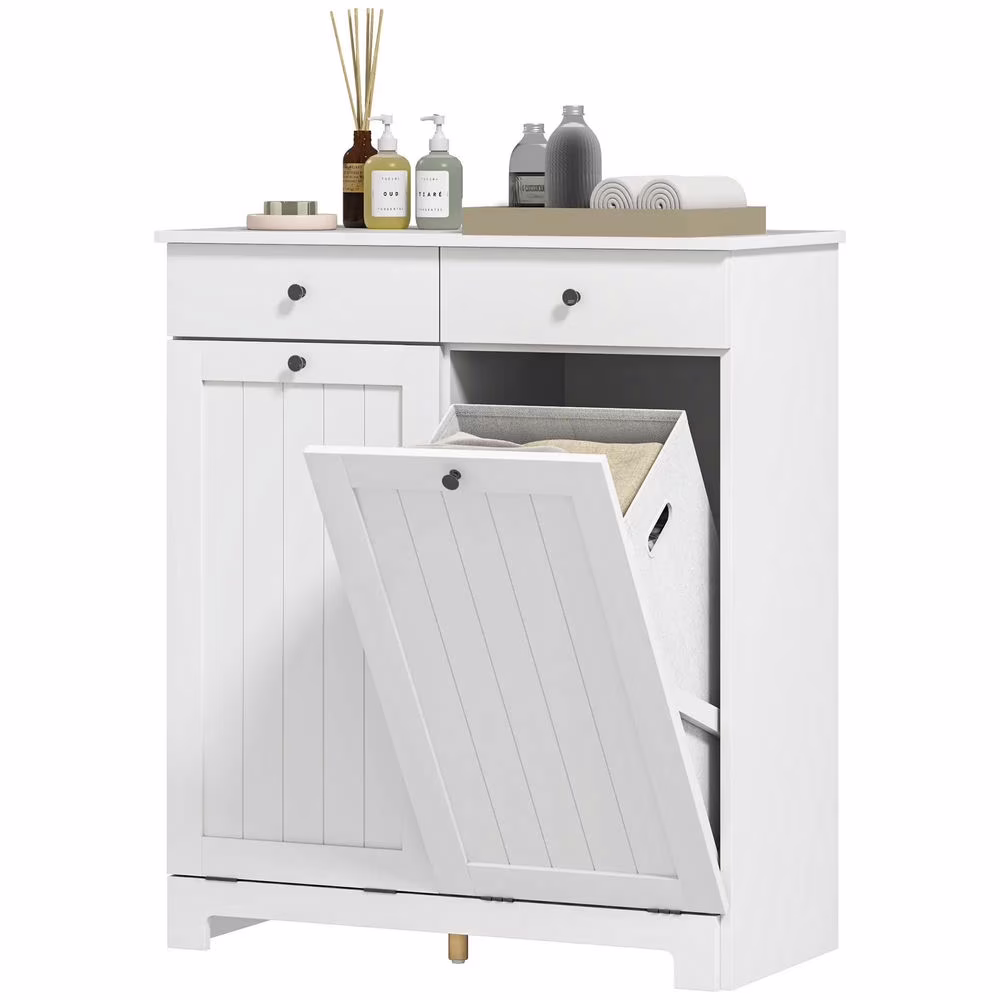 Topcobe Laundry Hamper Cabinet, Laundry Cabinet with 2 Tilt Out Laundry Baskets and 2 Drawers, Modern Furniture for Indoor, Black - Image 2