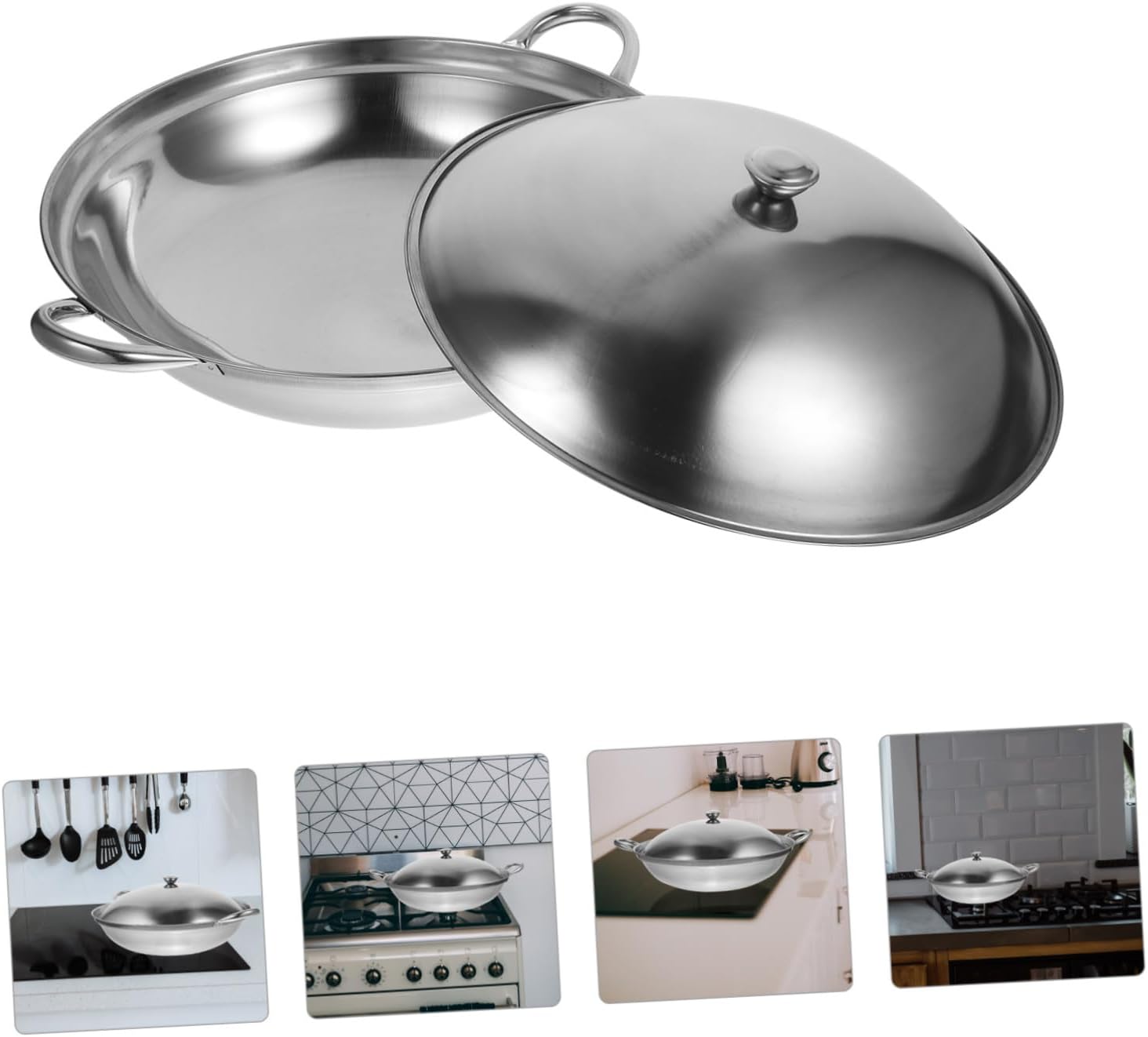 CALLARON Camping Stove Shabu Shabu Hot Pot 27cm Stainless Steel Stovetop Cooking Pot Ramen Cooker Saucepan Japanese Stock Pot with Handle and Lid Kitchen Cooking Tool Wok