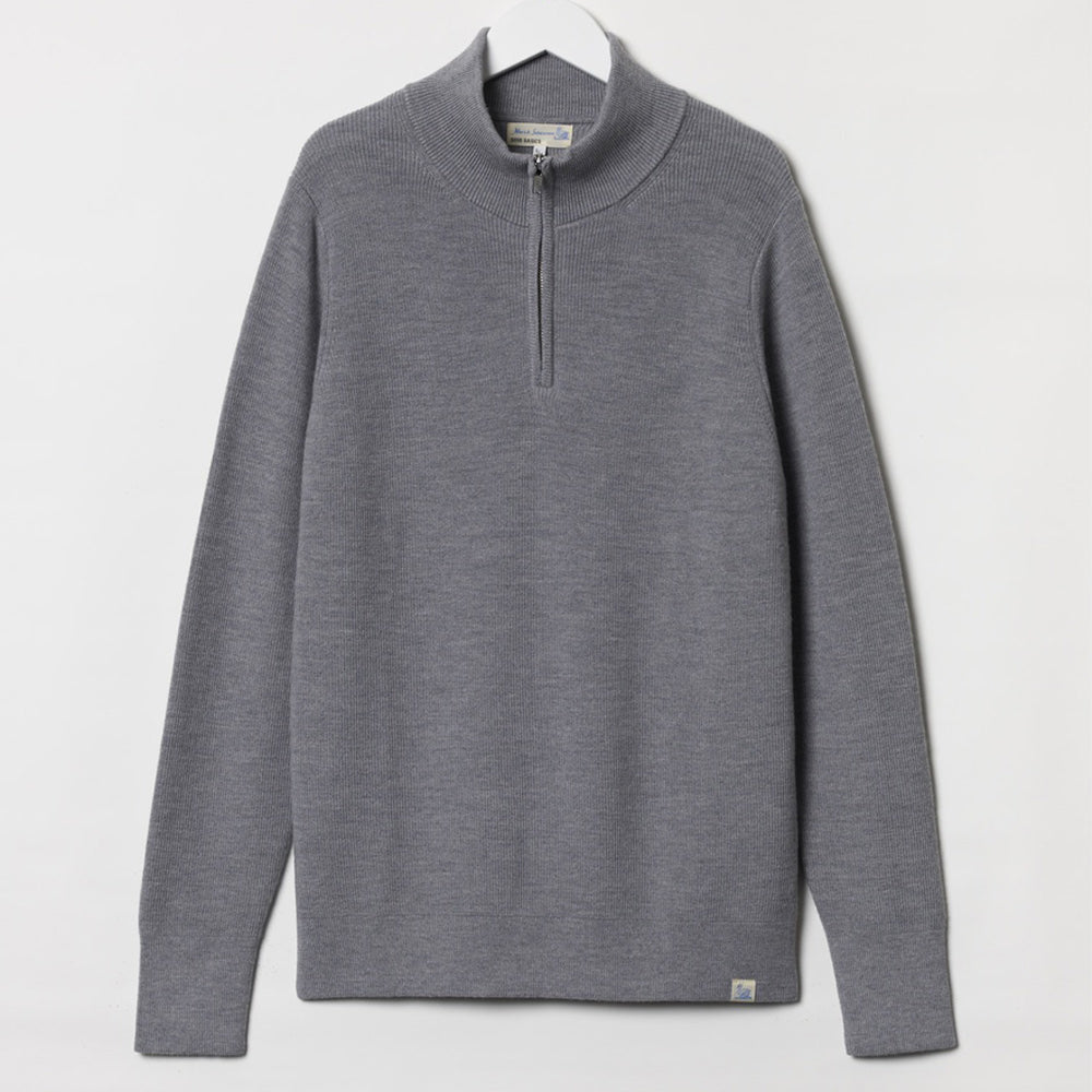 Merz b. Schwanen - Pullover Zip Merino - Gris