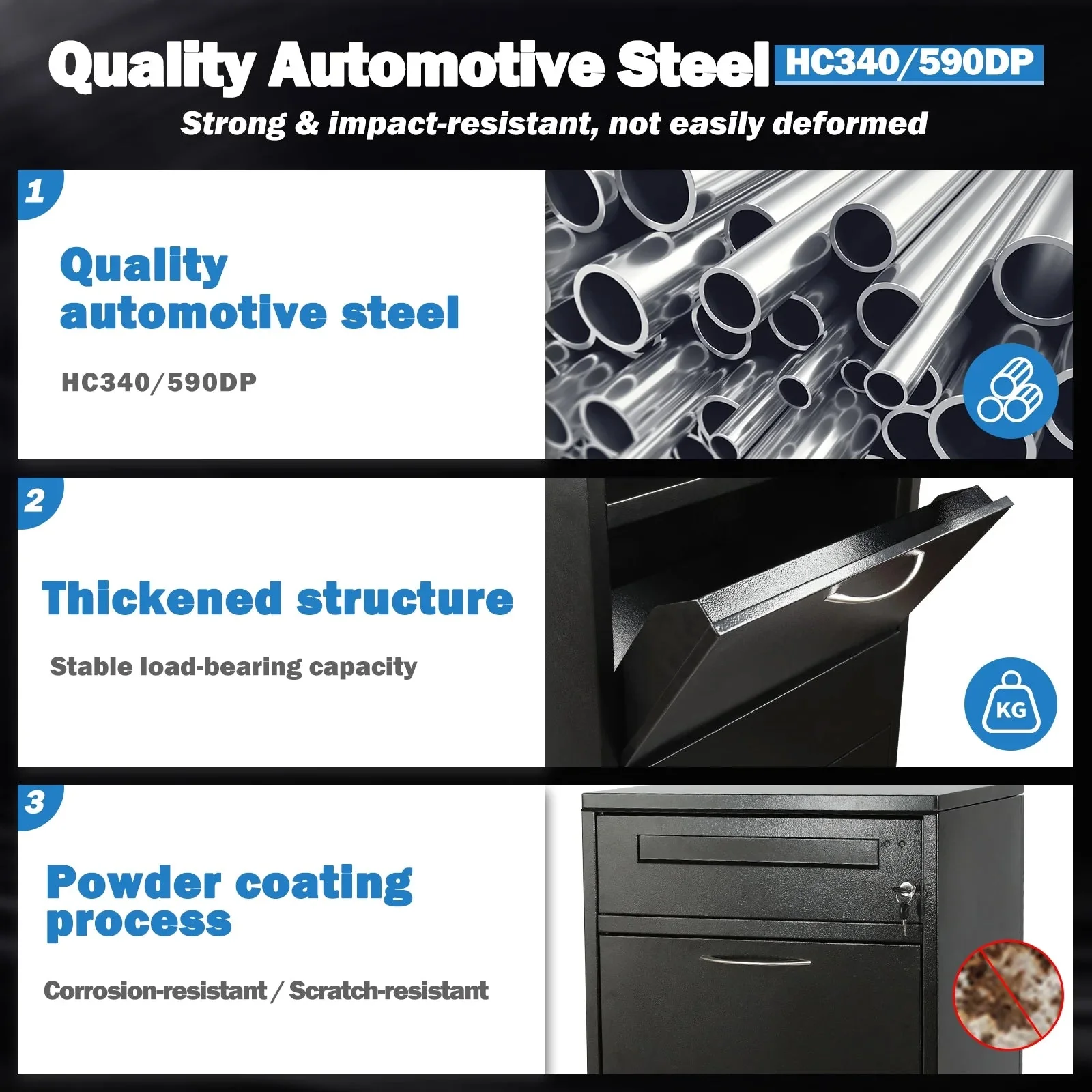 Gaonala Steel Package Delivery Box 19.6x14.4x44.9in Lockable Weather-Resistant Black - Image 11 Gaonala Steel Package Delivery Box 19.6x14.4x44.9in Lockable Weather-Resistant Black - Image 11