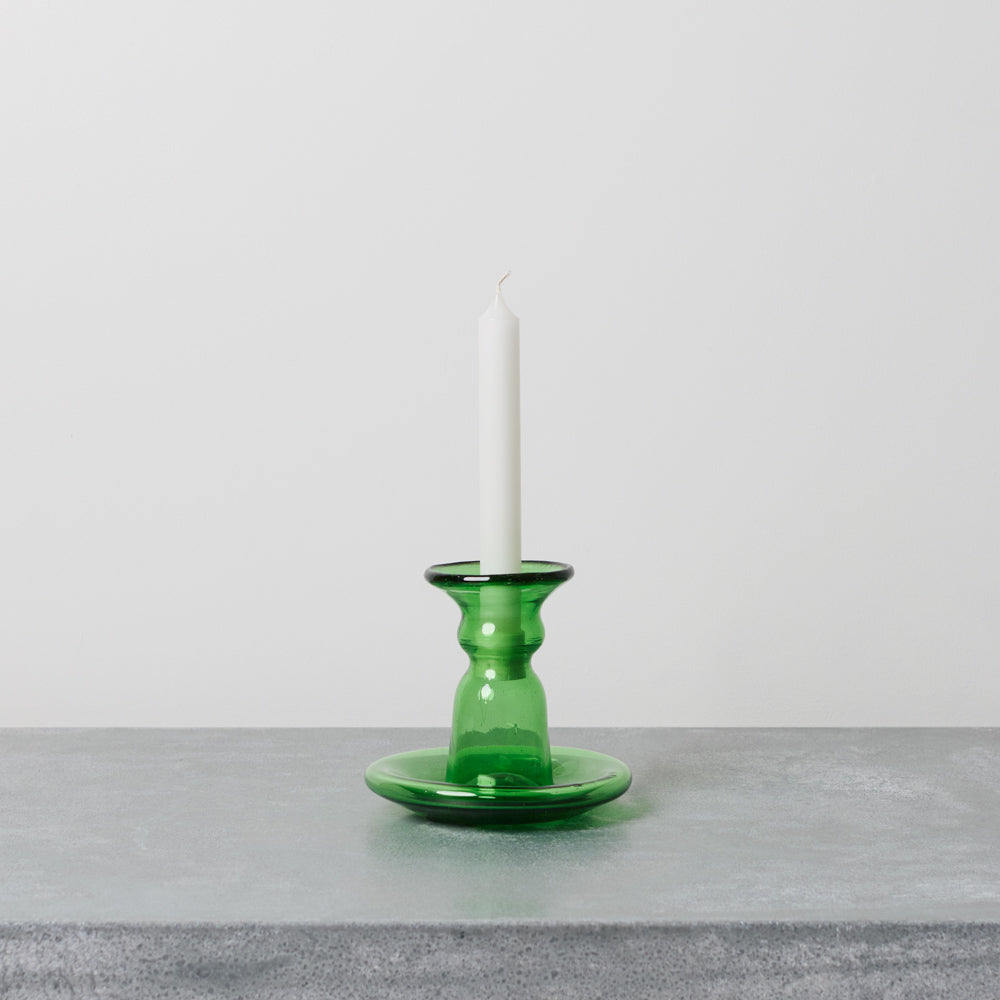Bougeoir en verre - Olive