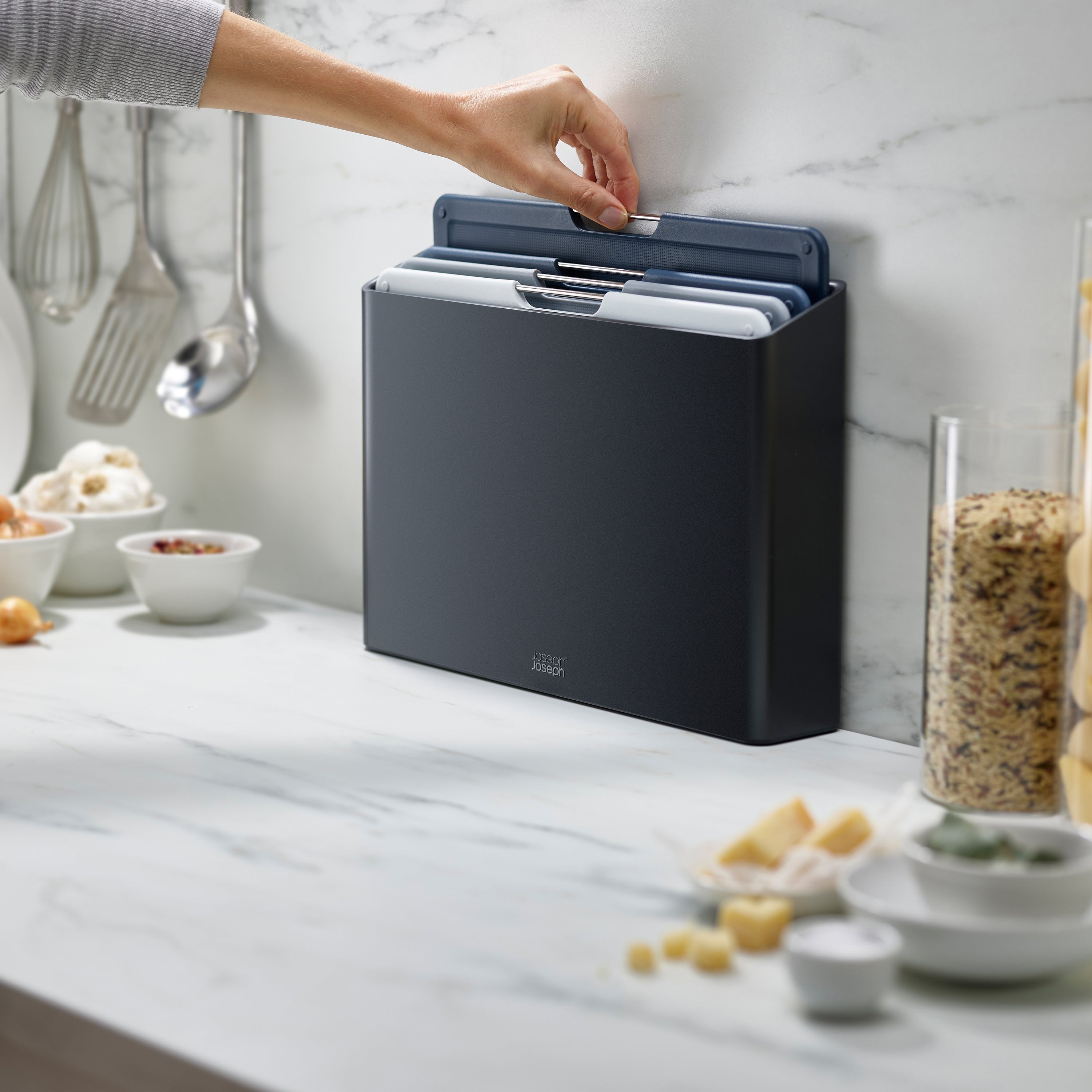 Joseph Joseph Folio Snijplankset - Set van 4 - Zwart / Blauwtinten