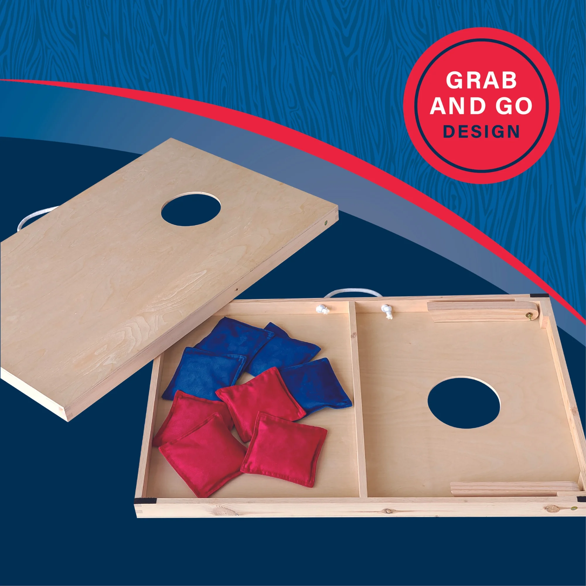 Cornhole Wooden, Stick & Slide, 10 Pieces, 2 Boards, 8 Bean Bags, Family Games, Ages 3+ by MinnARK - Image 7