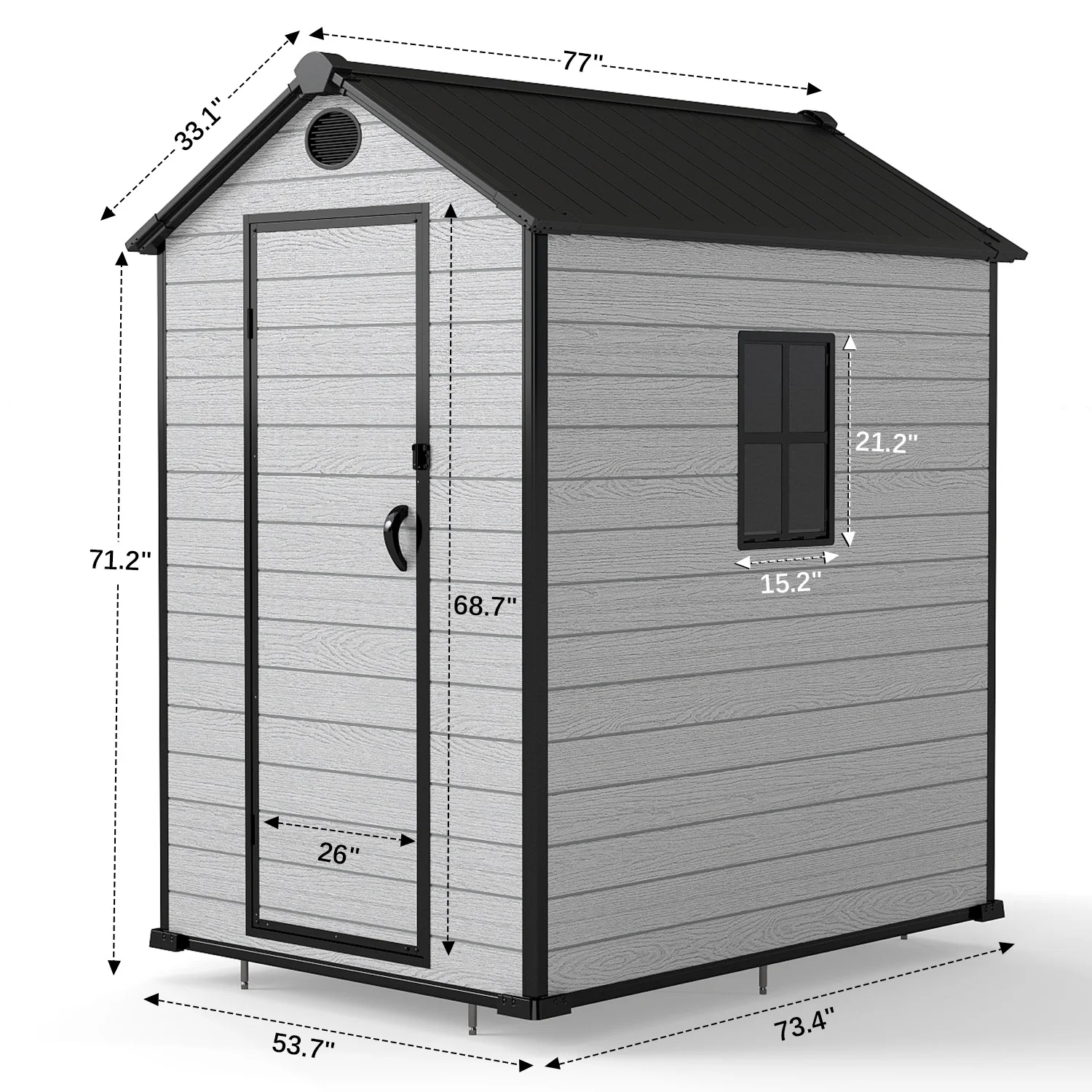 ZYJOYY 4'x 6' Resin Outdoor Garden Tool Storage Shed w/ Window, Grey - Image 3