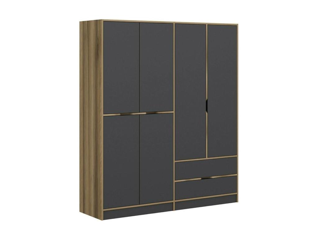 Gran Armario Dmoussaman, Muebles de dormitorio, Vestidor, Armario de ropa, 185x52 h208 cm, Negro y Oro