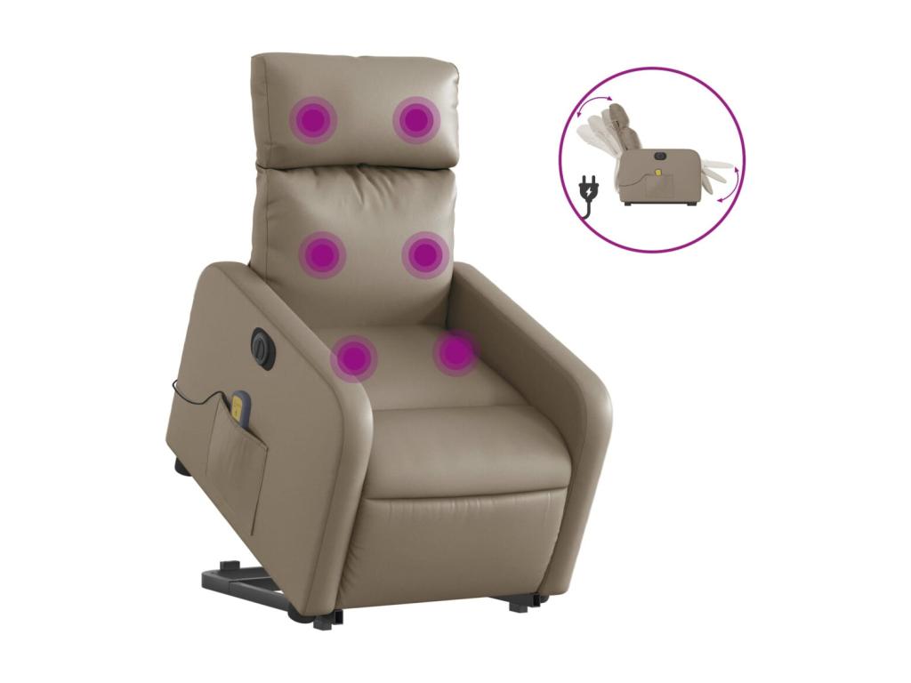 Sillón reclinable de masaje eléctrico cuero sintético capuchino