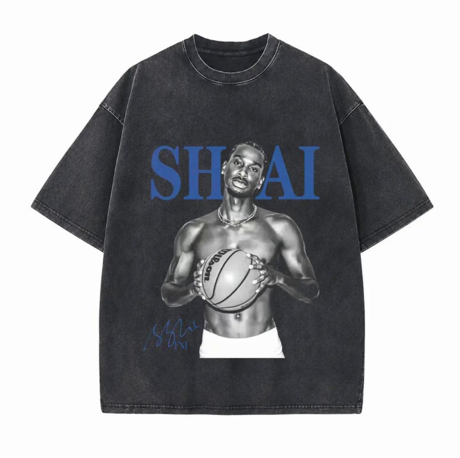 Vintage Monochrome Portrait Printed Unisex Washed T-Shirt