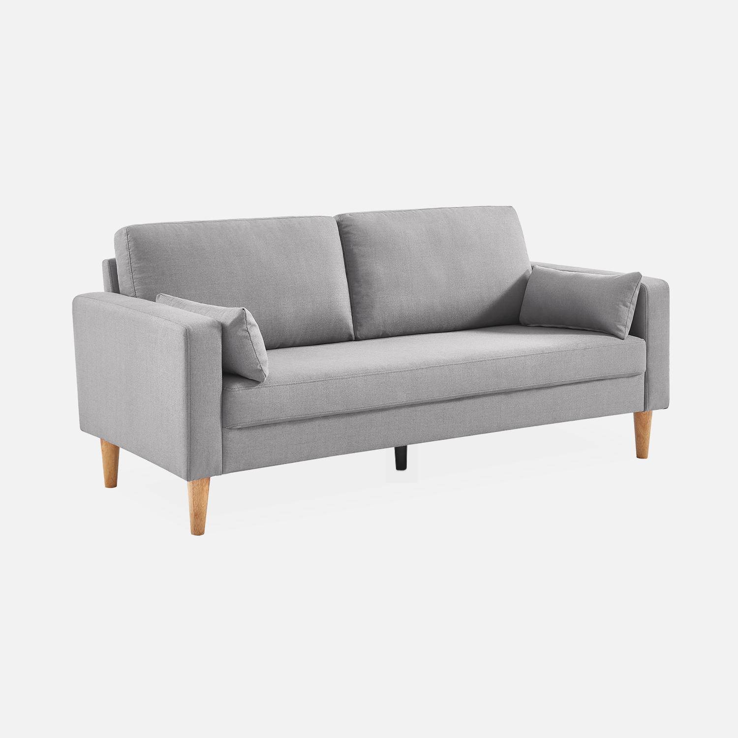 Bjorn - Sofá de tela con patas de madera, 3 plazas