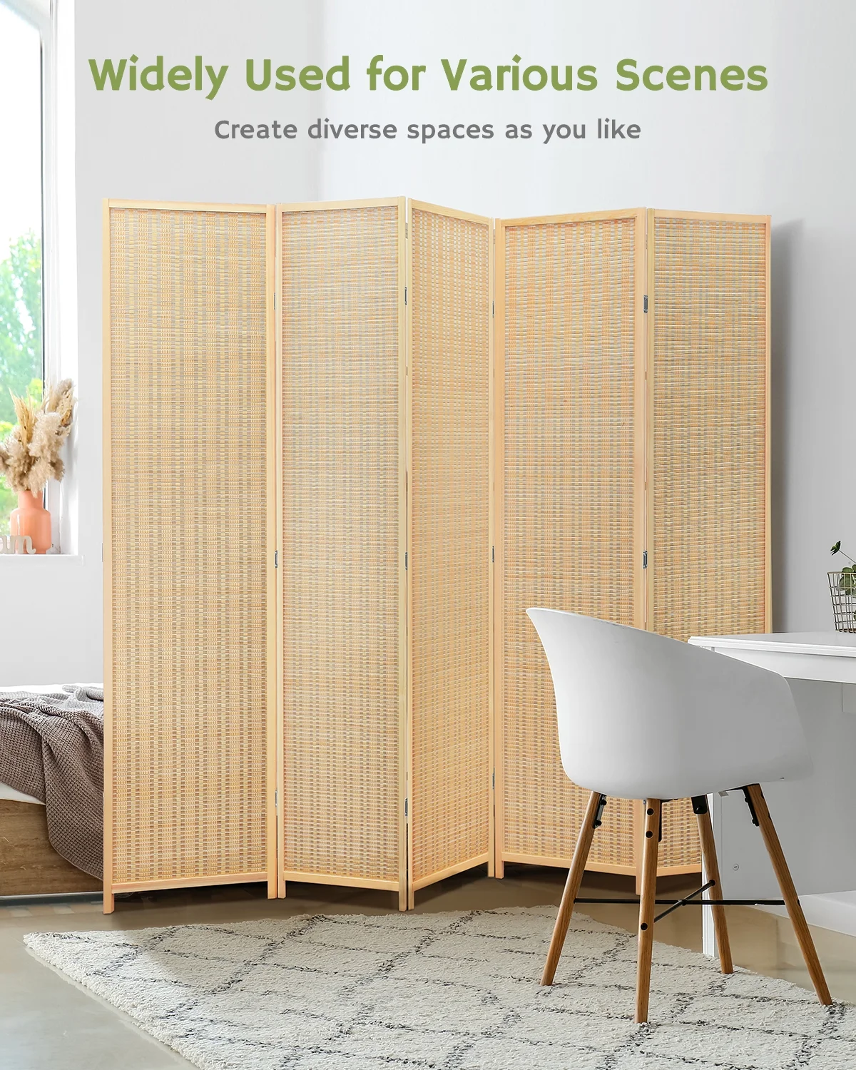 JOSTYLE 4-Panel Room Divider 6ft Tall Extra Wide Folding Privacy Screen with Diamond Double-Weave Divider for Room Separation Freestanding Red Brown - Image 18