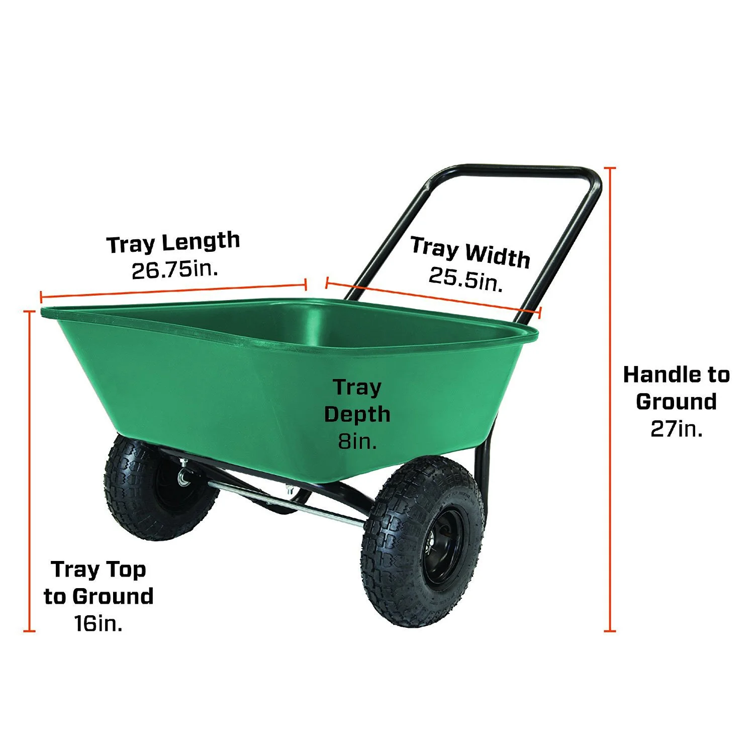Garden Star Dual-Wheel, Poly Tray Garden Barrow Wheelbarrow - Image 7