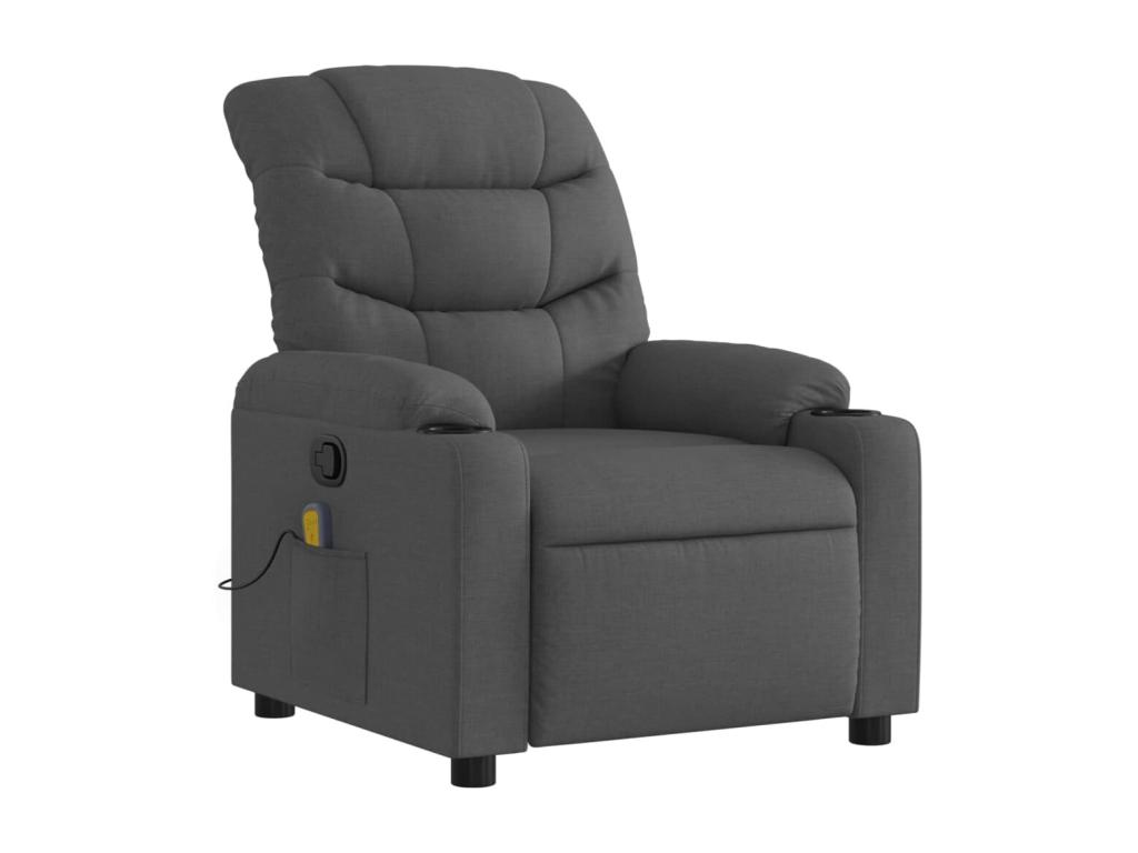 Sillón de masaje reclinable de tela gris oscuro