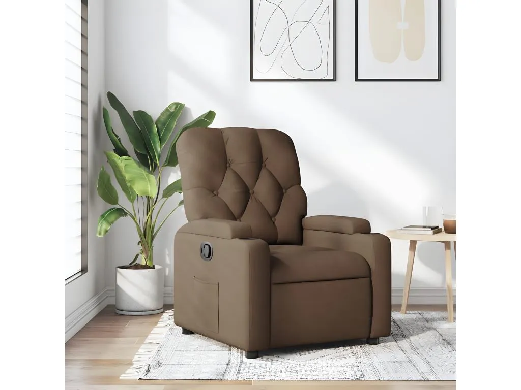 Sillón reclinable de tela marrón