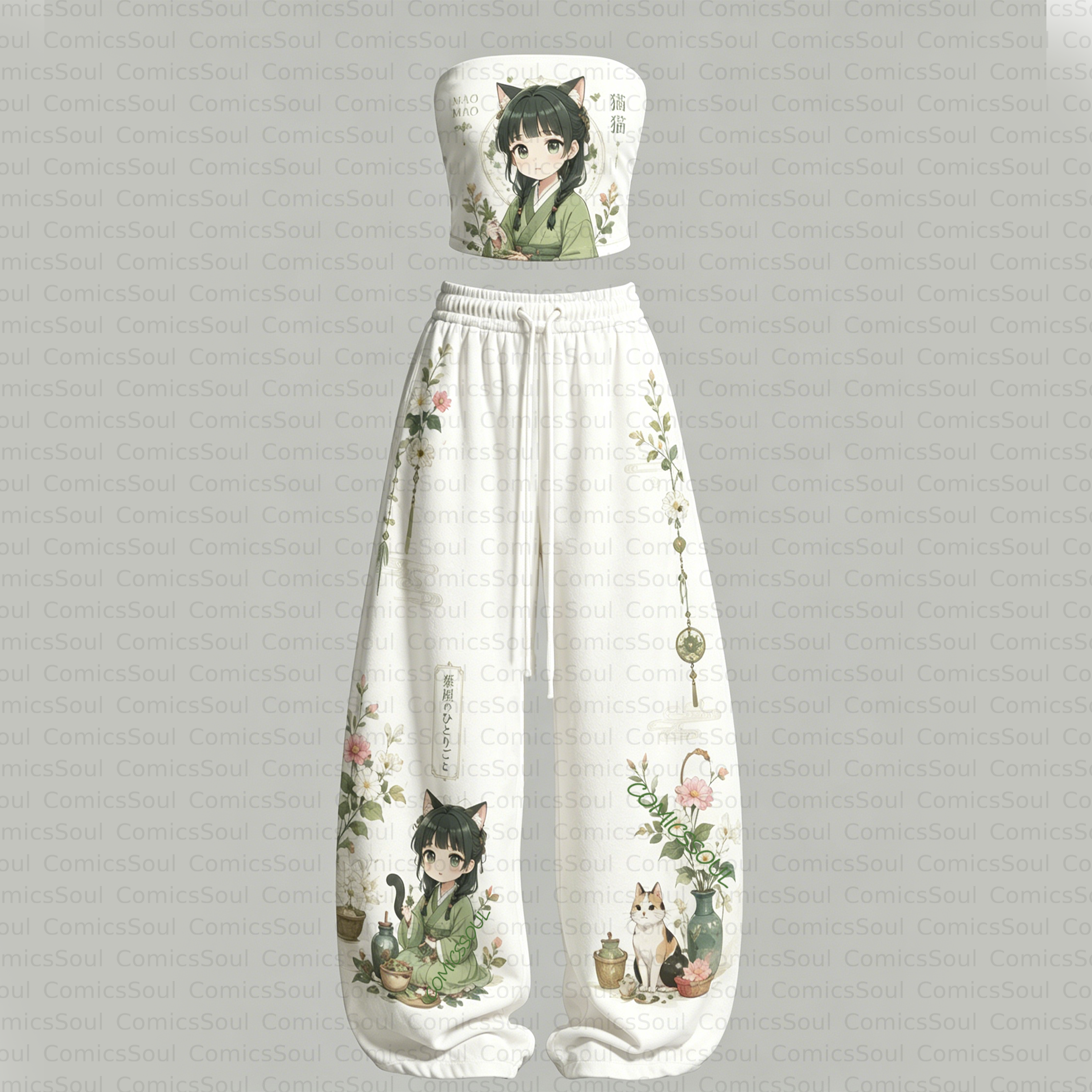 The Apothecary Diaries  Strapless Top  & Elasticated Trousers Two-Piece Set