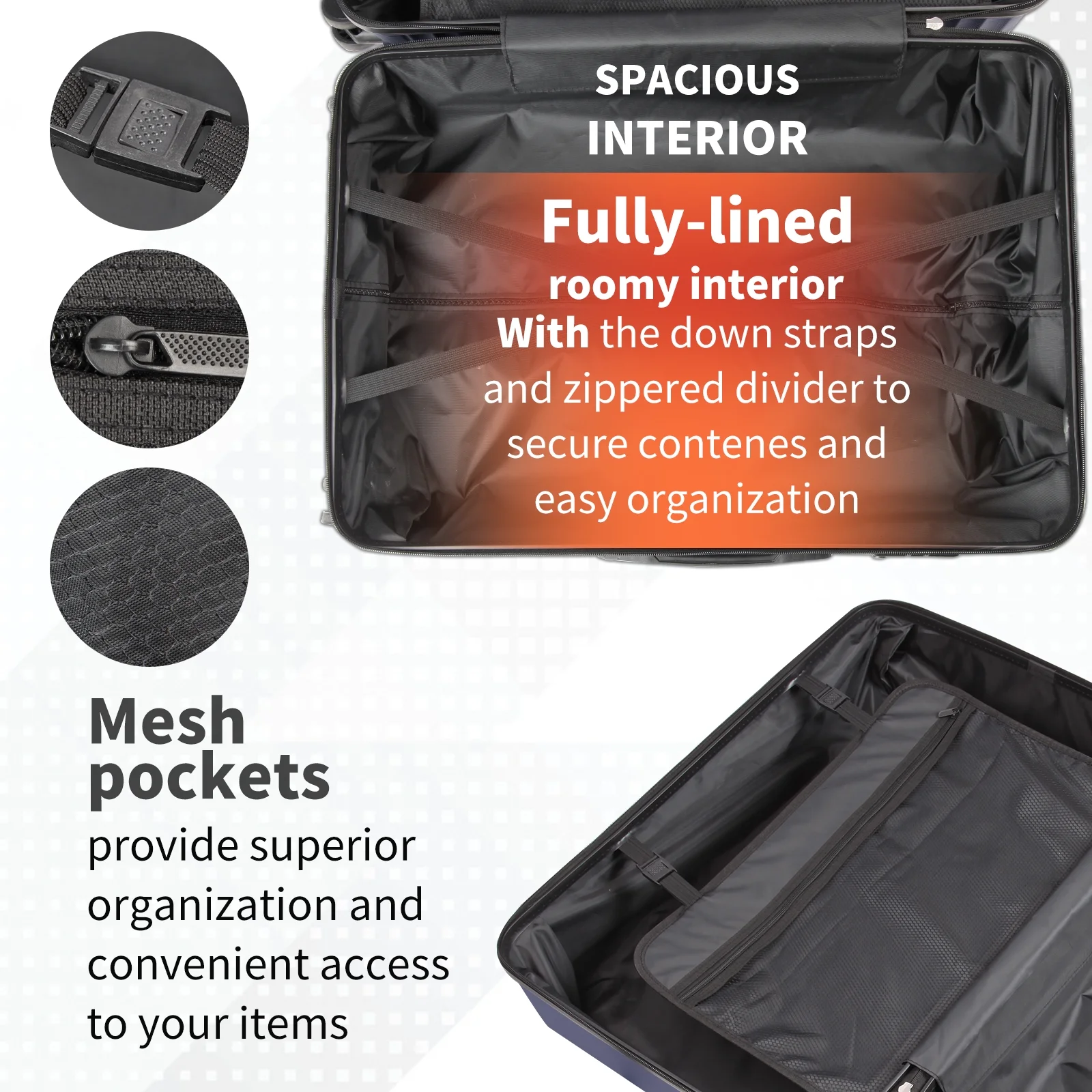 SUGIFT 3 Piece Suitcase Luggage Set with TSA Lock, Blue - Image 8