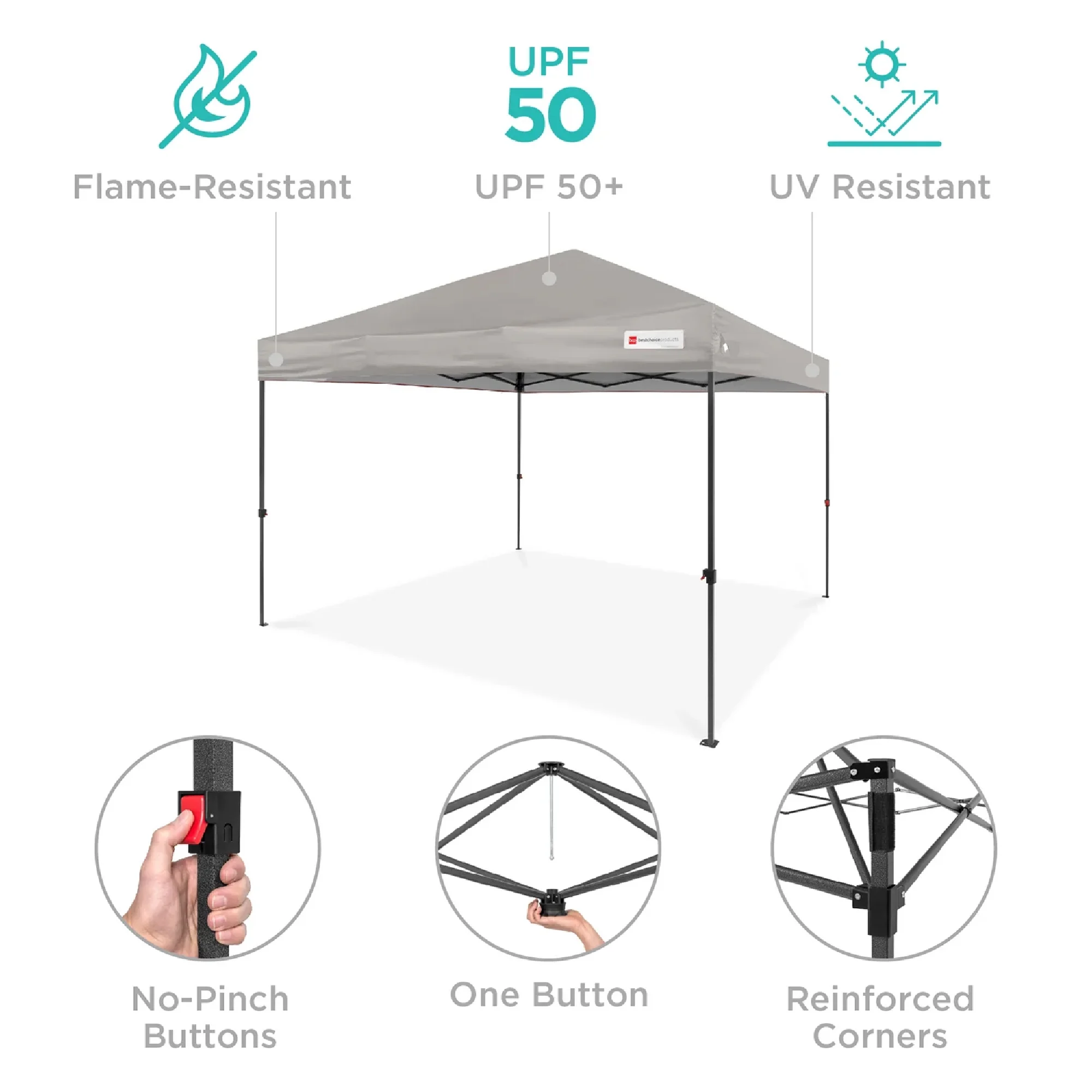 Best Choice Products 12x12ft Easy Setup Pop Up Canopy w/ 1-Button Setup, Wheeled Case, 4 Weight Bags - Navy Blue - Image 113