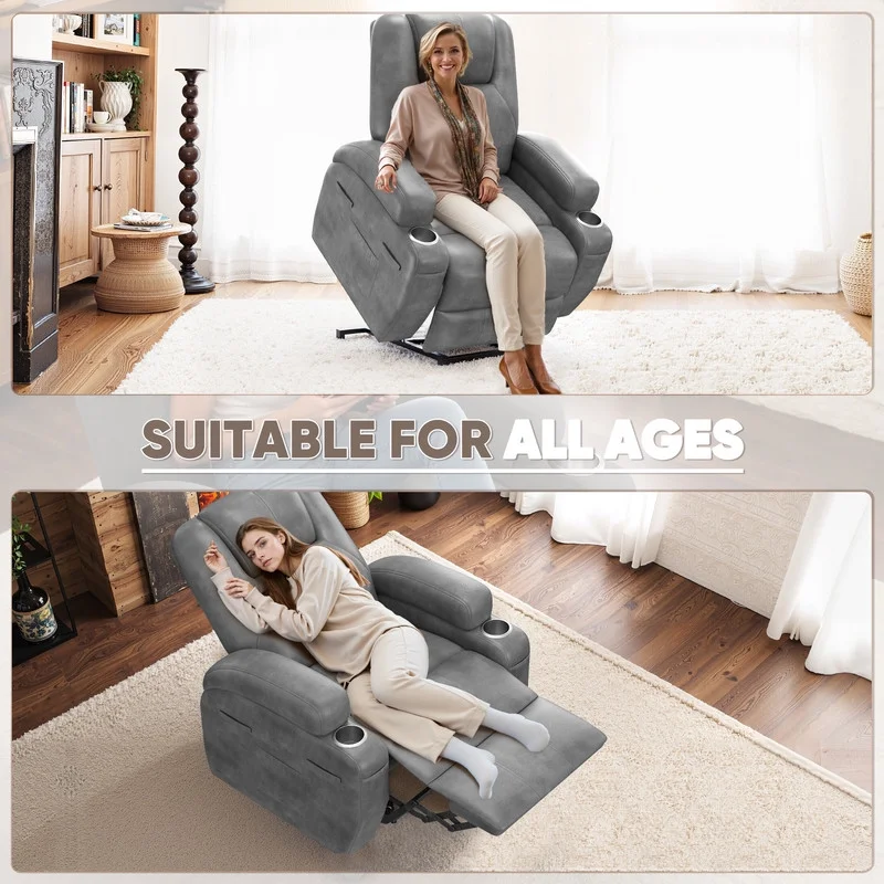 Lacoo power lift electric Massage recliner chair Oversized Single Sofa with Cup Holder for elderly,Black - Image 20