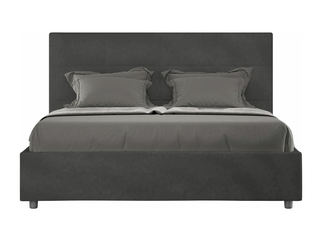 Cama doble con somier acolchada 140x210 microfibra gris Mika
