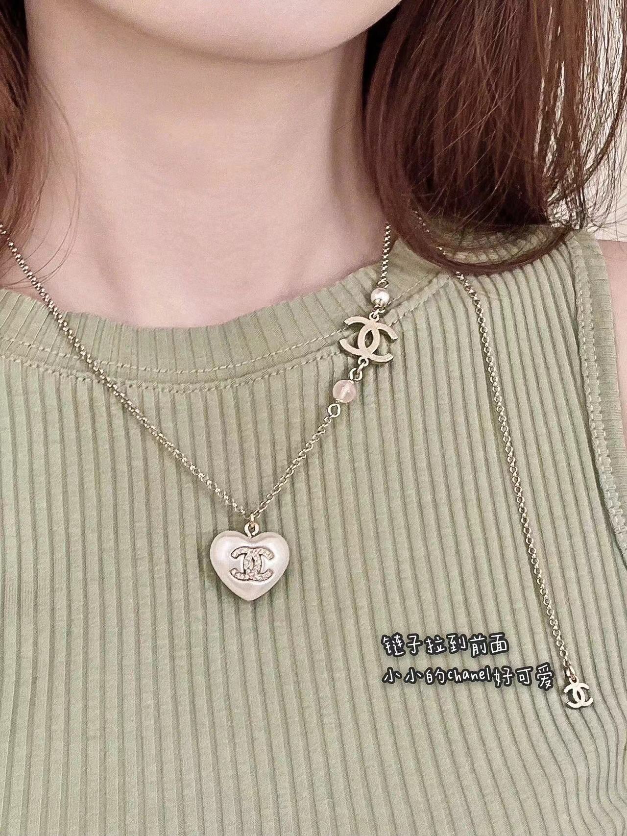 Chanel Pearl Love Heart Pendant Necklace - Original Replica Club