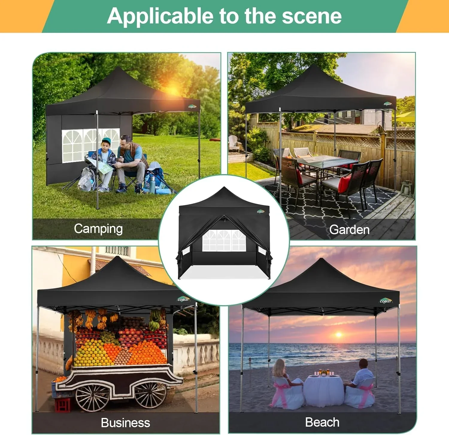 COBIZI 10x20 Heavy Duty Pop up Canopy Tent 6 sidewalls Commercial Canopy Wedding Party Tents