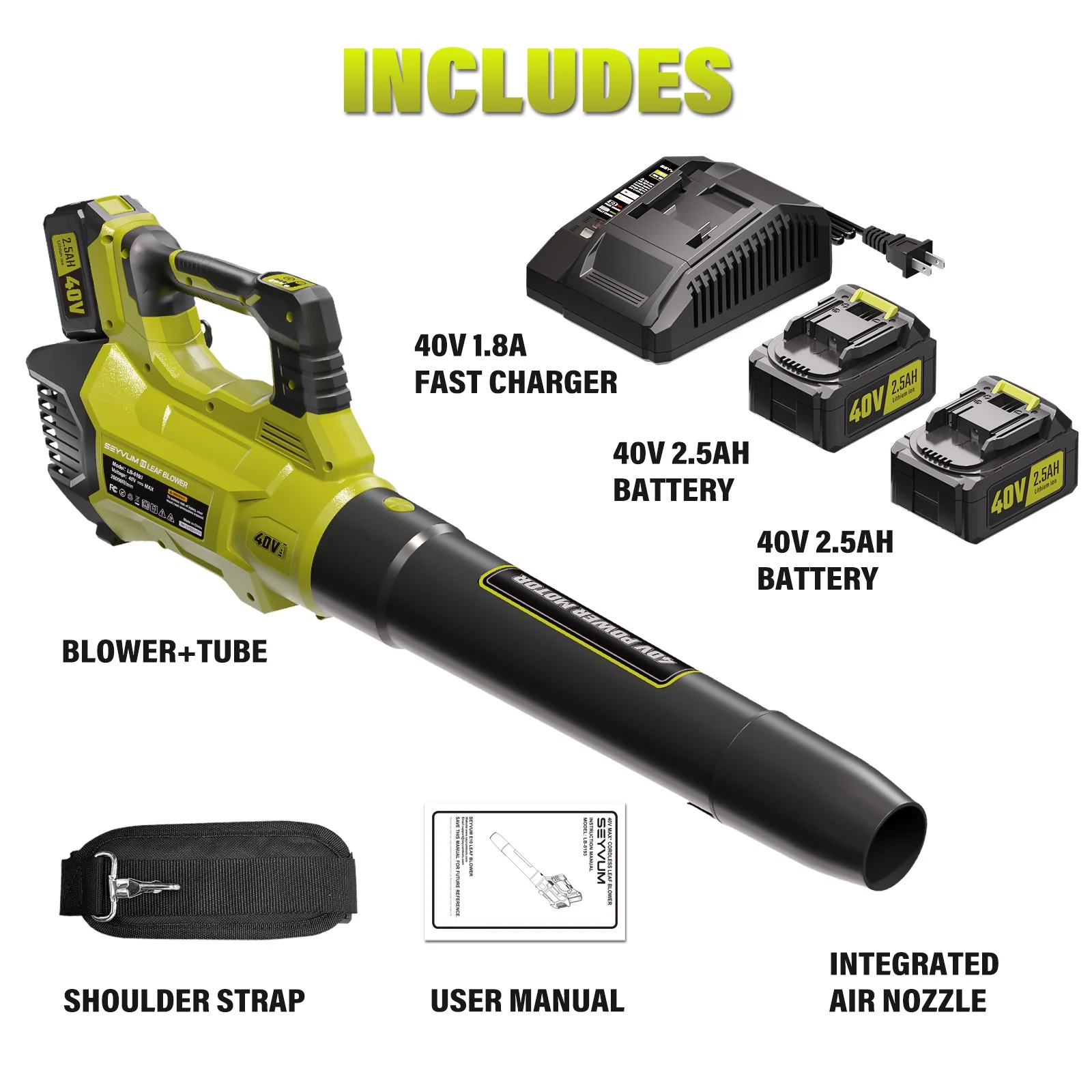 40V Leaf Blower - 650CFM Leaf Blower Cordless with 2 X 5.0Ah Battery & Charger, 4-Speed Electric Leaf Blower, Battery Powered Leaf Blower for Snow Blowing & Yard - Image 16