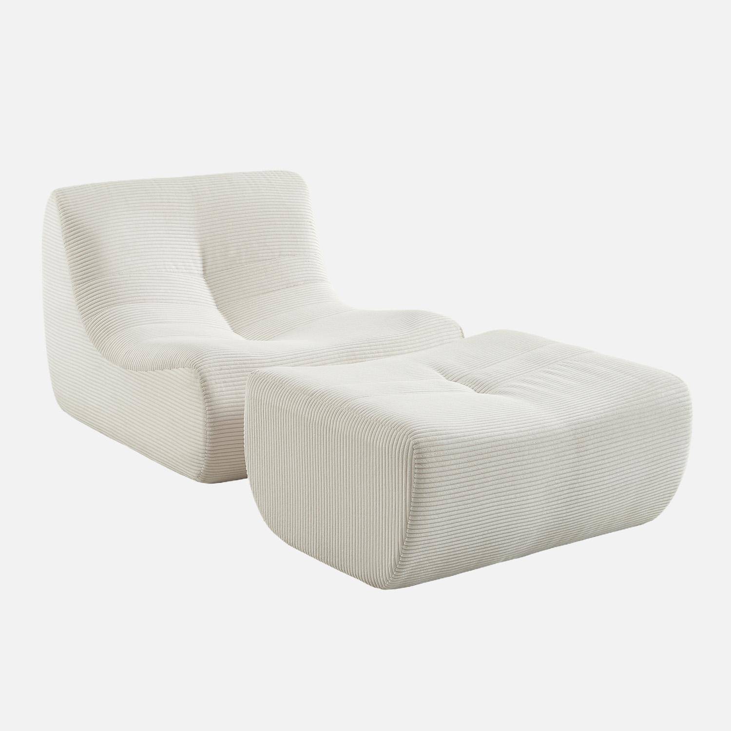Sokol pana - Sillón de terciopelo de pana fina con reposapiés
