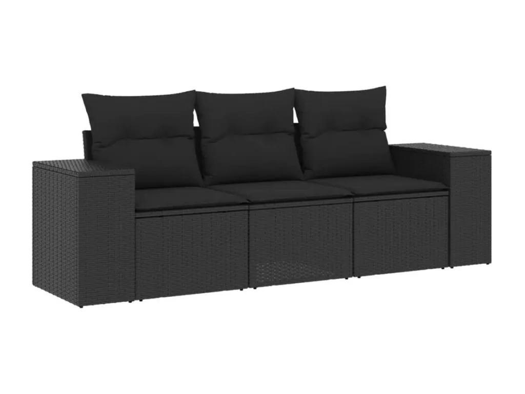 Set de sofás de jardín 4 pzas y cojines ratán sintético gris ncfn65374