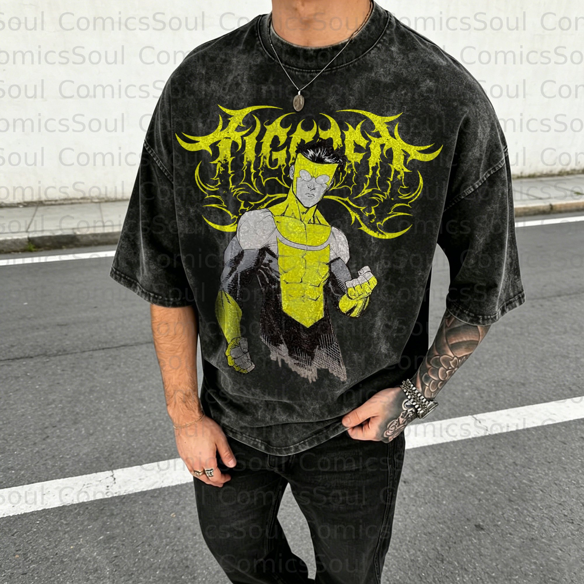Unisex Anime Inspired Vintage Washed T-Shirt