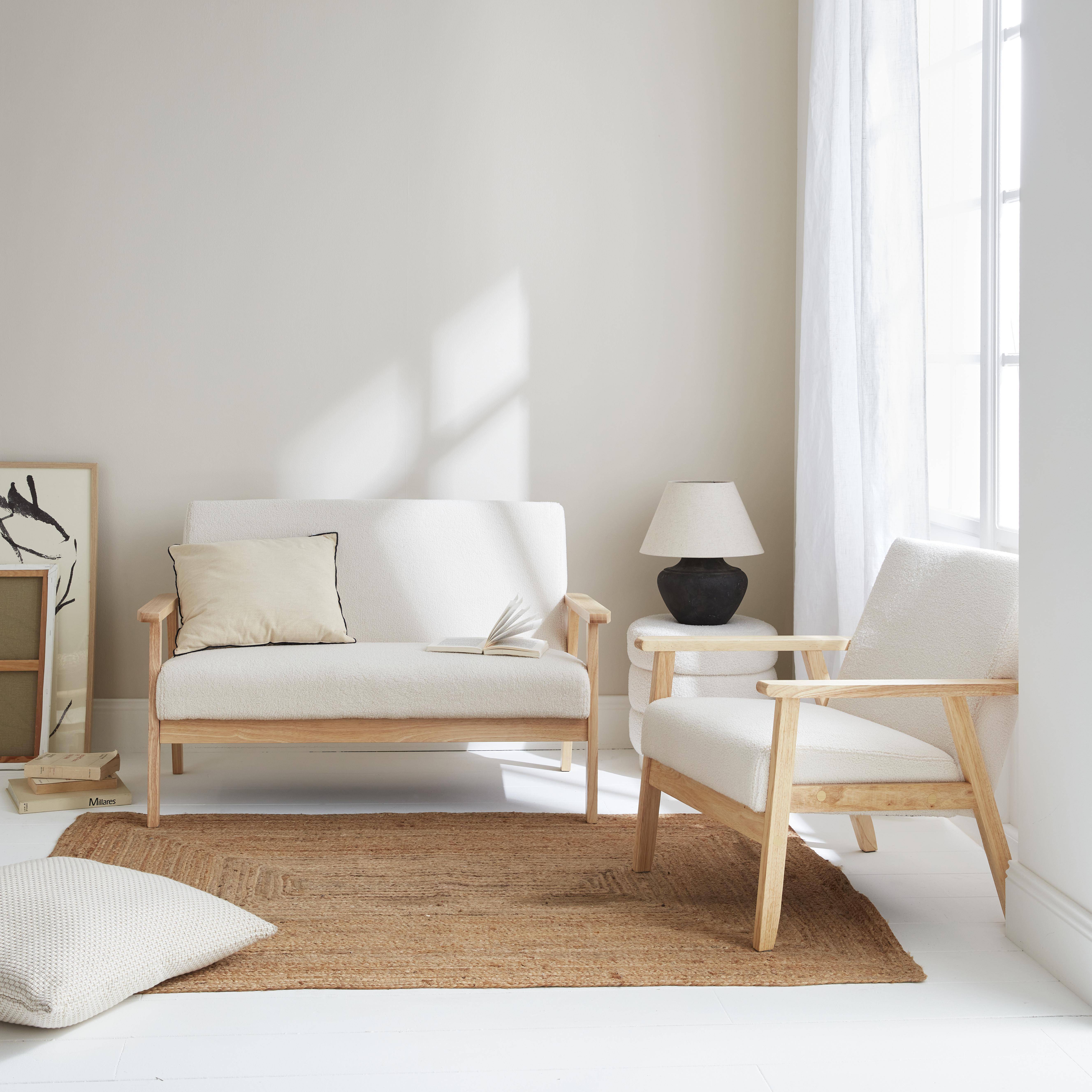 Isak borreguito - Banco y sillón borreguito y madera de caucho