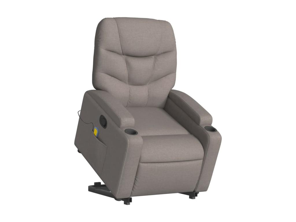 Sillón reclinable de masaje elevable tela gris taupé