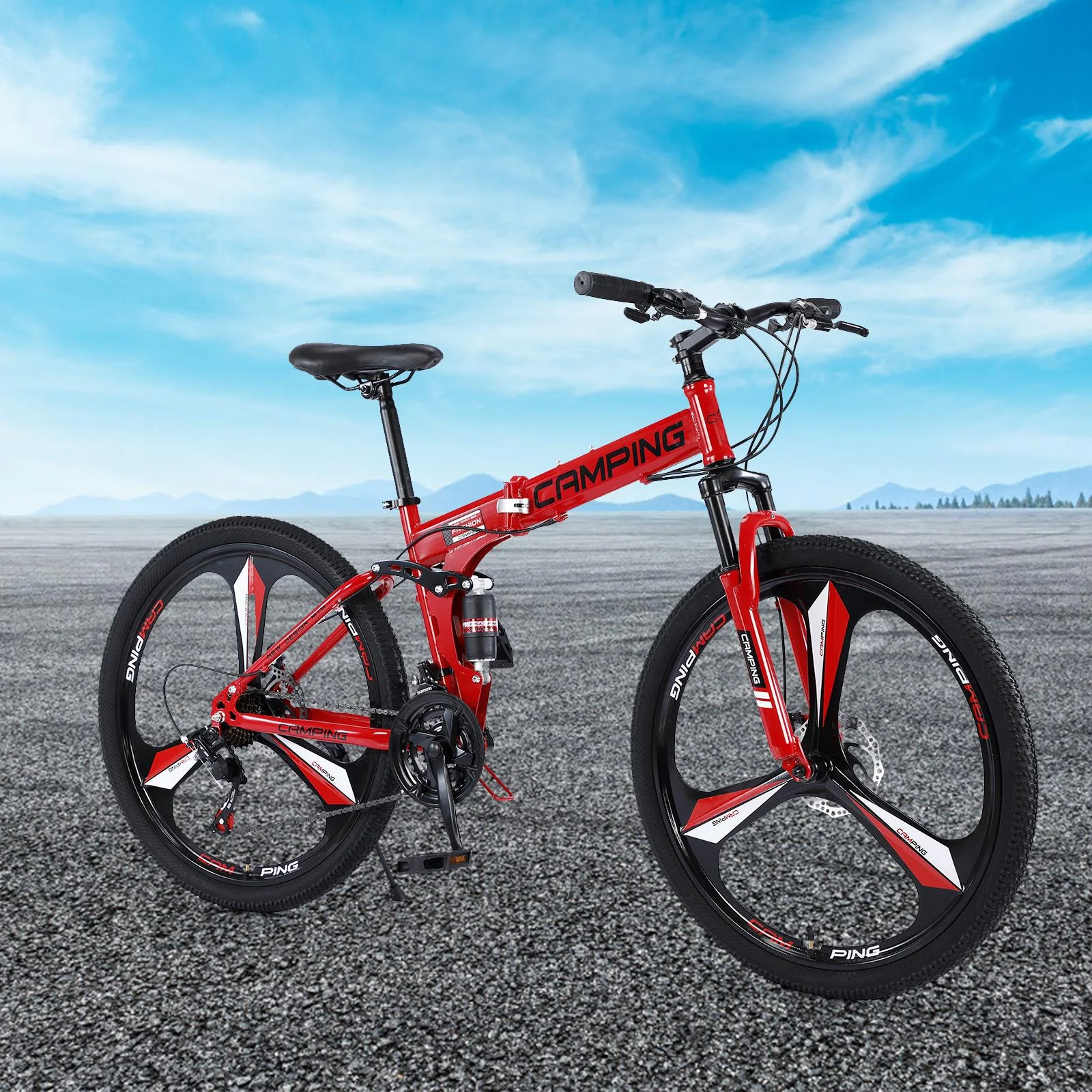 Zimtown 26" Folding Mountain Bike, Shimano 21 Speed MTB Bicycle for Adults, Black - Image 13