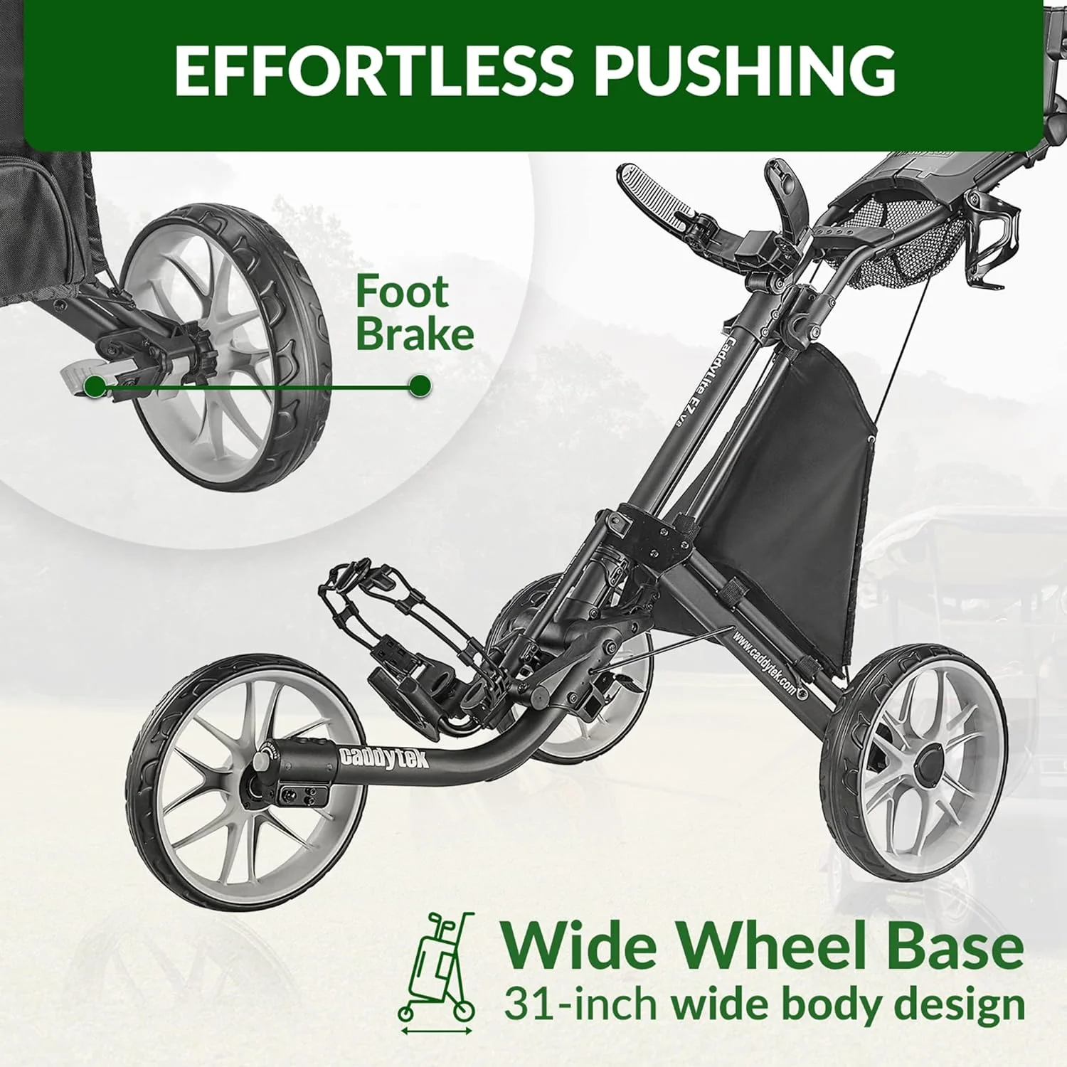 3-Wheel Foldable Golf Push Cart With Foot Brake - CaddyLite EZ V8 - Image 7 3-Wheel Foldable Golf Push Cart With Foot Brake - CaddyLite EZ V8 - Image 7