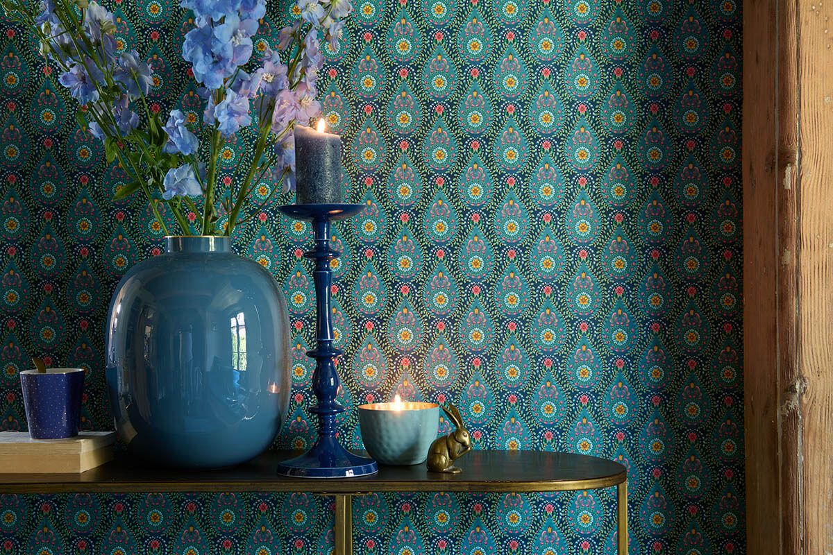 Metal Vase Blue 32cm