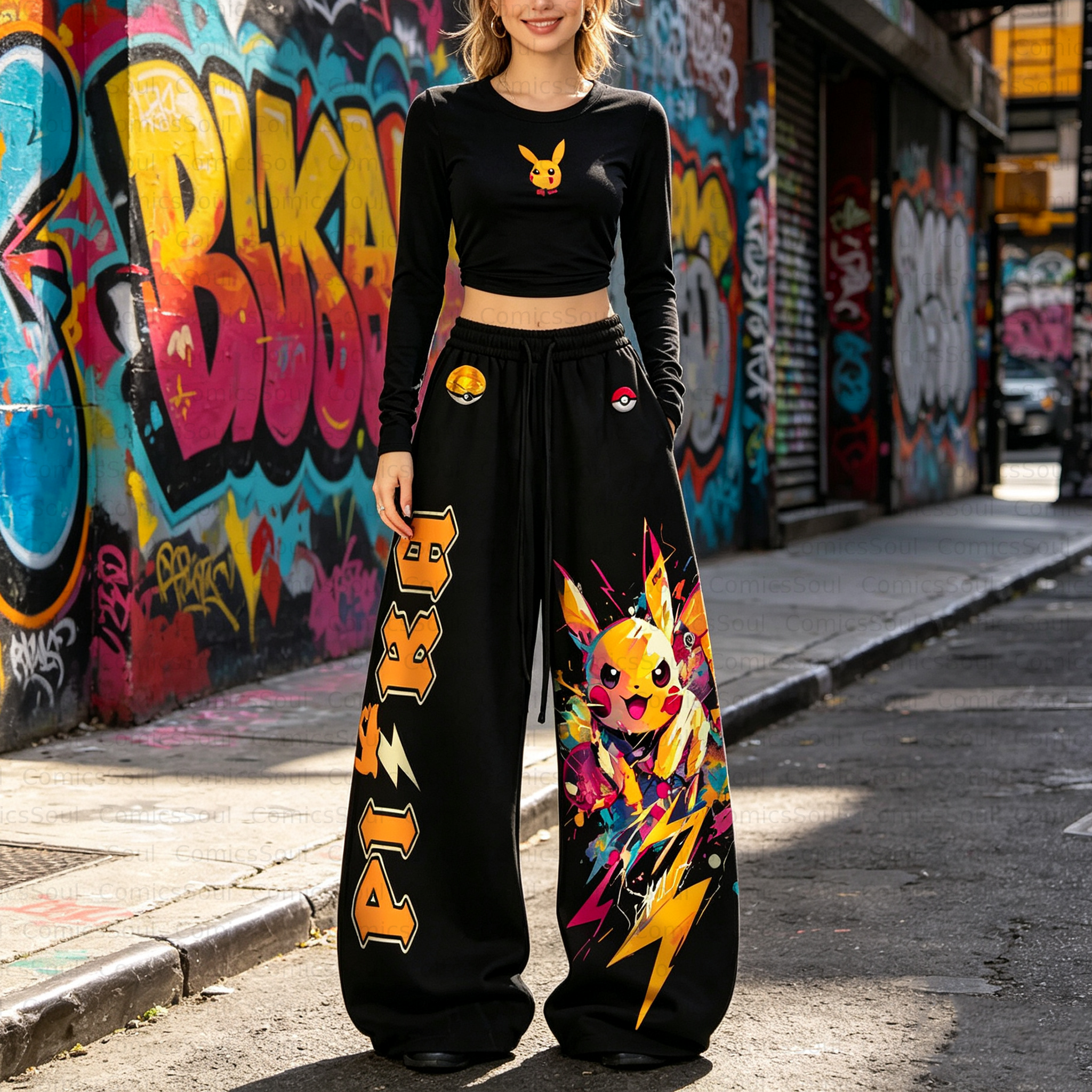 Pokémon Long-Sleeve Top and Elastic-Waist Pants Set TeeThreads Sustain the Scene with Custom Apparel