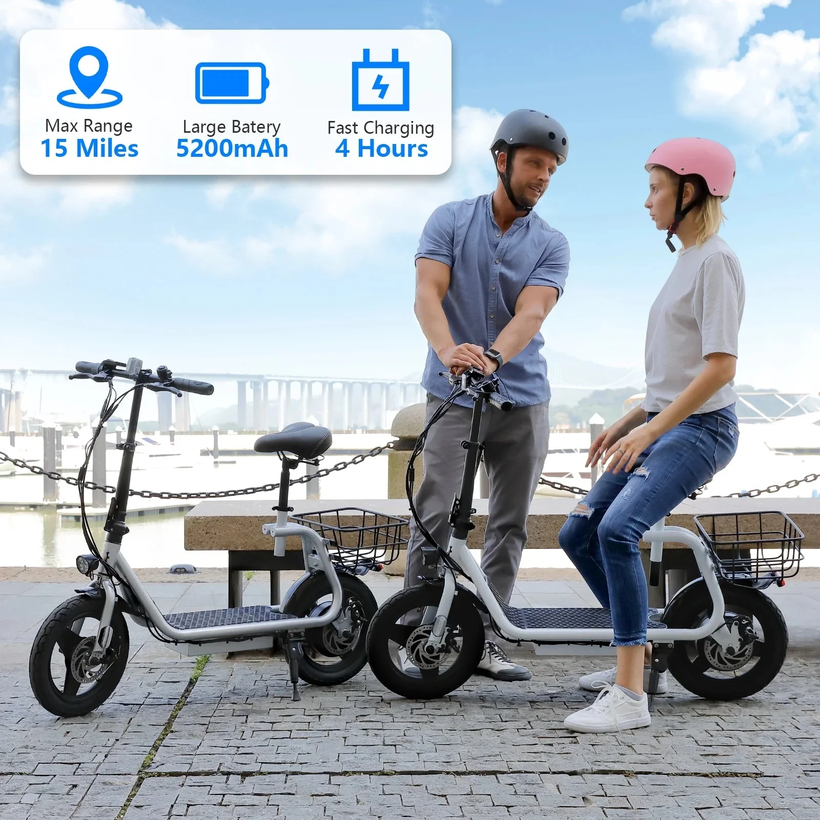 SANOPY Electric Scooter With Seat for Adults, 350W, 15 Miles, 20 Mph, 36V 5.2Ah, 14 inch Tire - Black - Image 12 SANOPY Electric Scooter With Seat for Adults, 350W, 15 Miles, 20 Mph, 36V 5.2Ah, 14 inch Tire - Black - Image 12