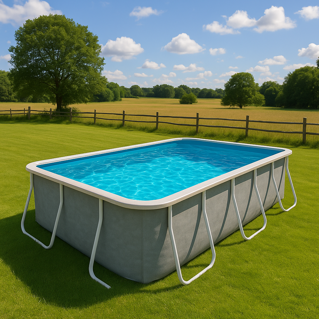 piscina tubular rectangular, piscina desmontable rectangular gris claro, gris claro, metal y PVC, jardín y exteriores, 732x366x132 cm
