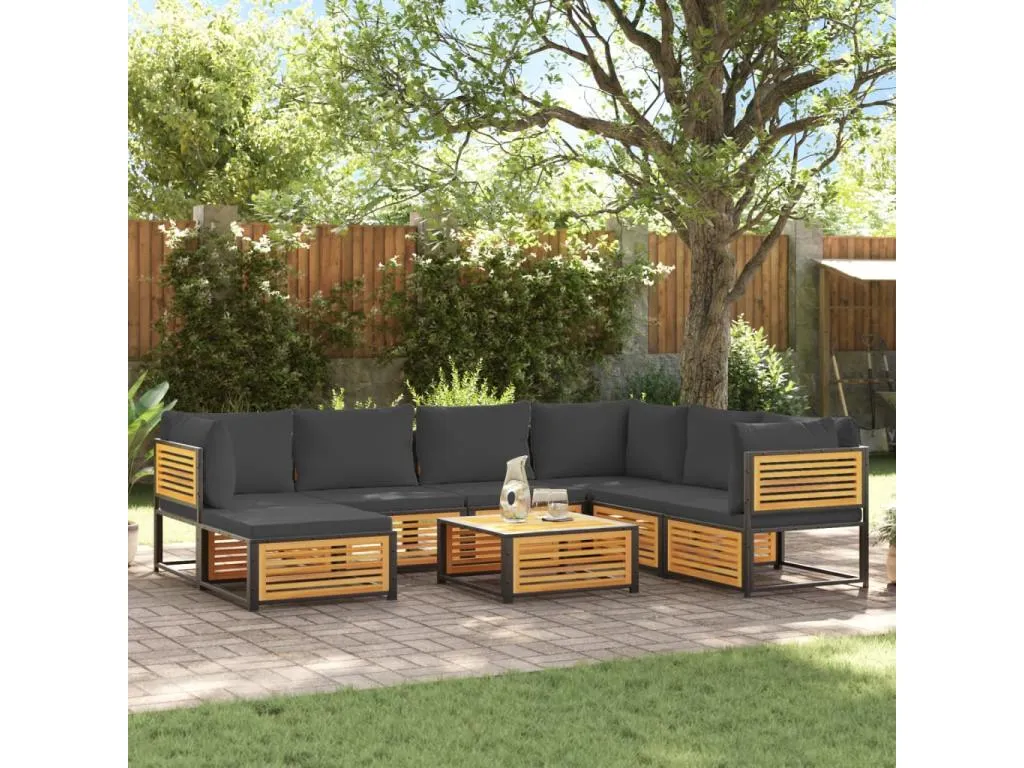 Set de sofás de jardín con cojines 8 pzas Andreuworldcasa maciza Andreuworldcasa