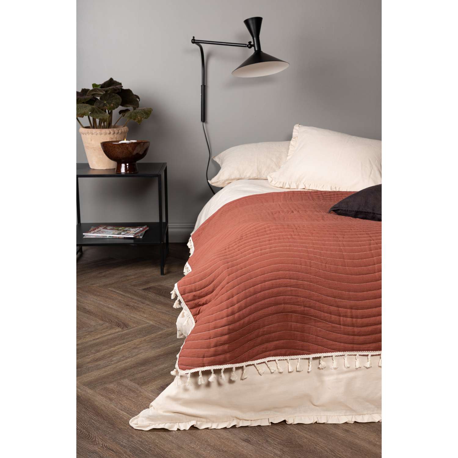 Venture Home Lias Beddengoed 260x260x0,5 - Roestig Rood