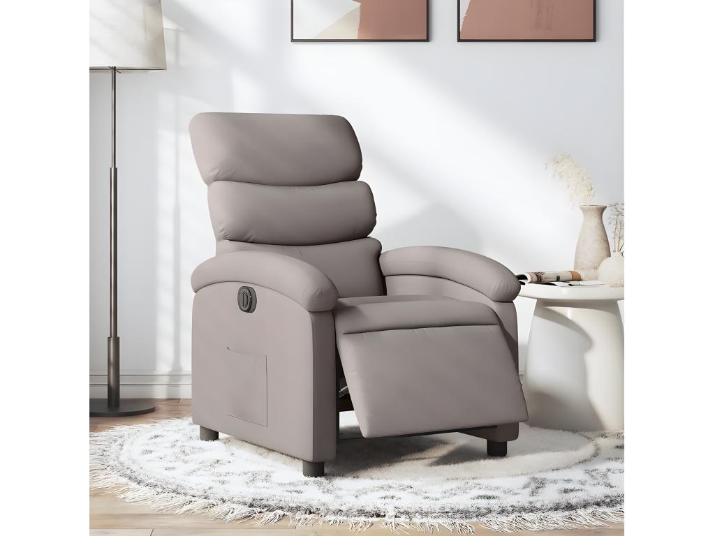 Sillón reclinable eléctrico tela gris taupé