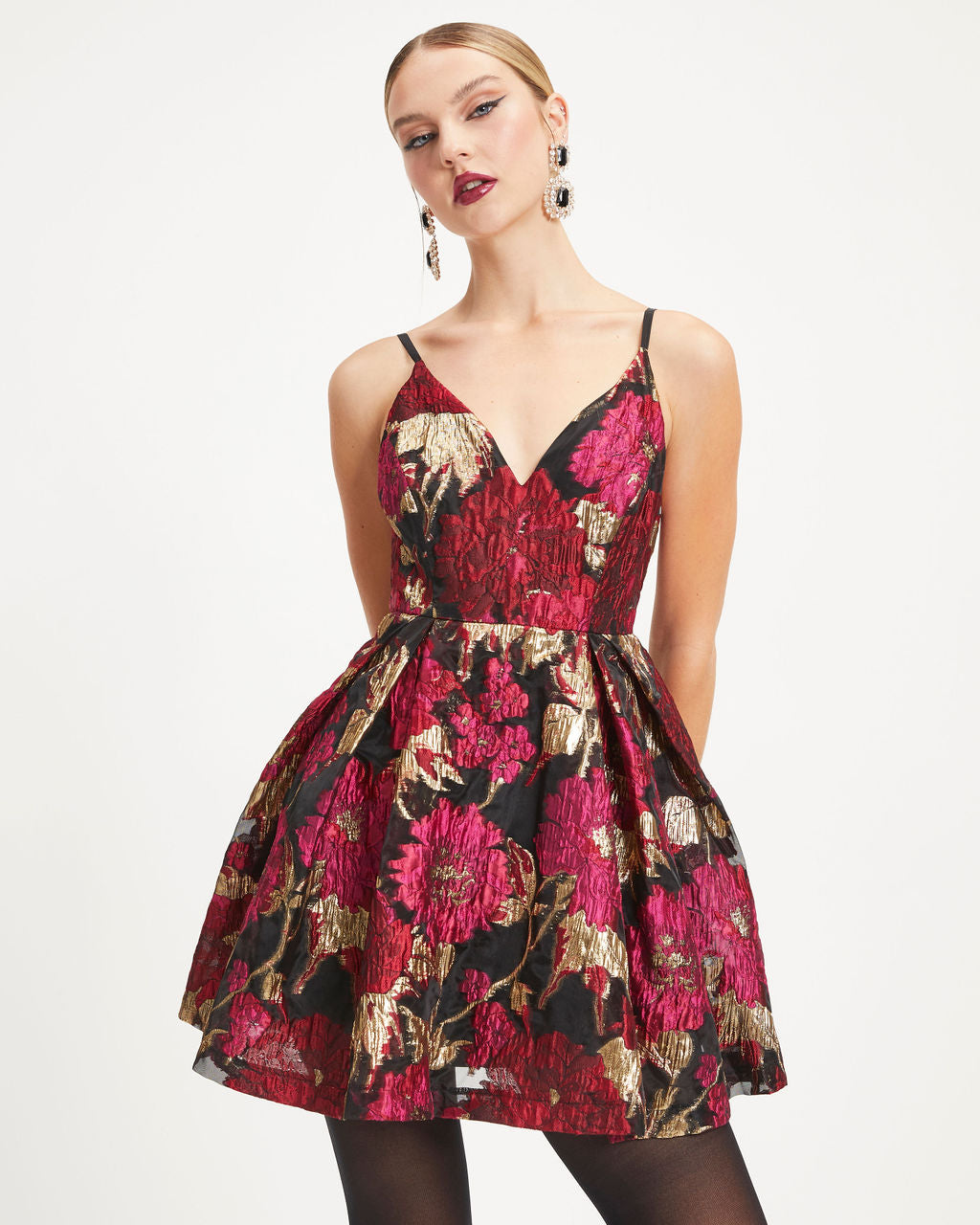 Fairest Of Them All Floral Metallic Organza Mini Dress - Se7enfashion