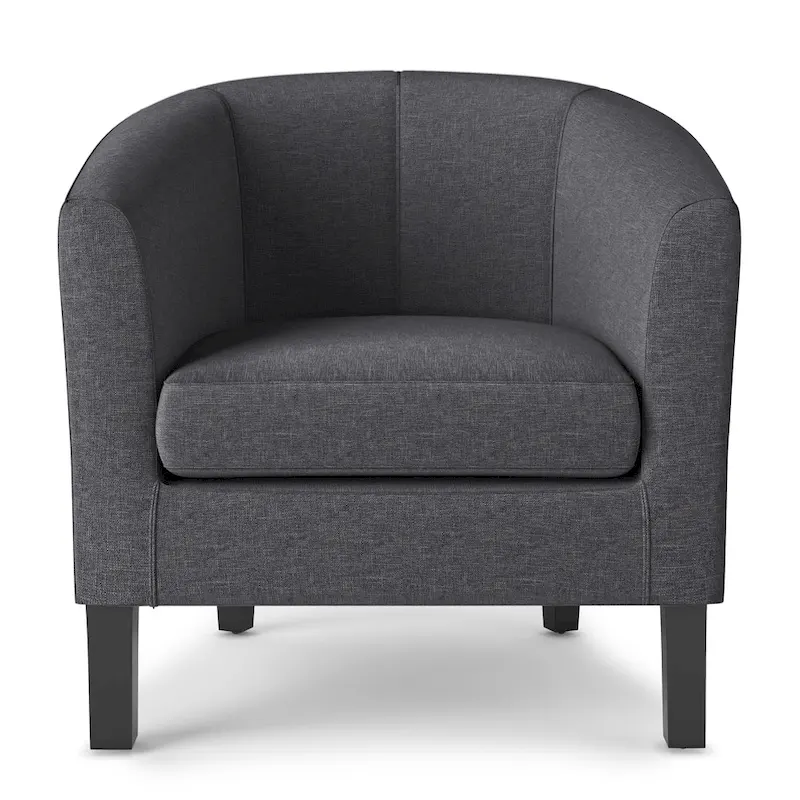Modern Tub Accent Chair with Upholstered Seat and Wooden Legs