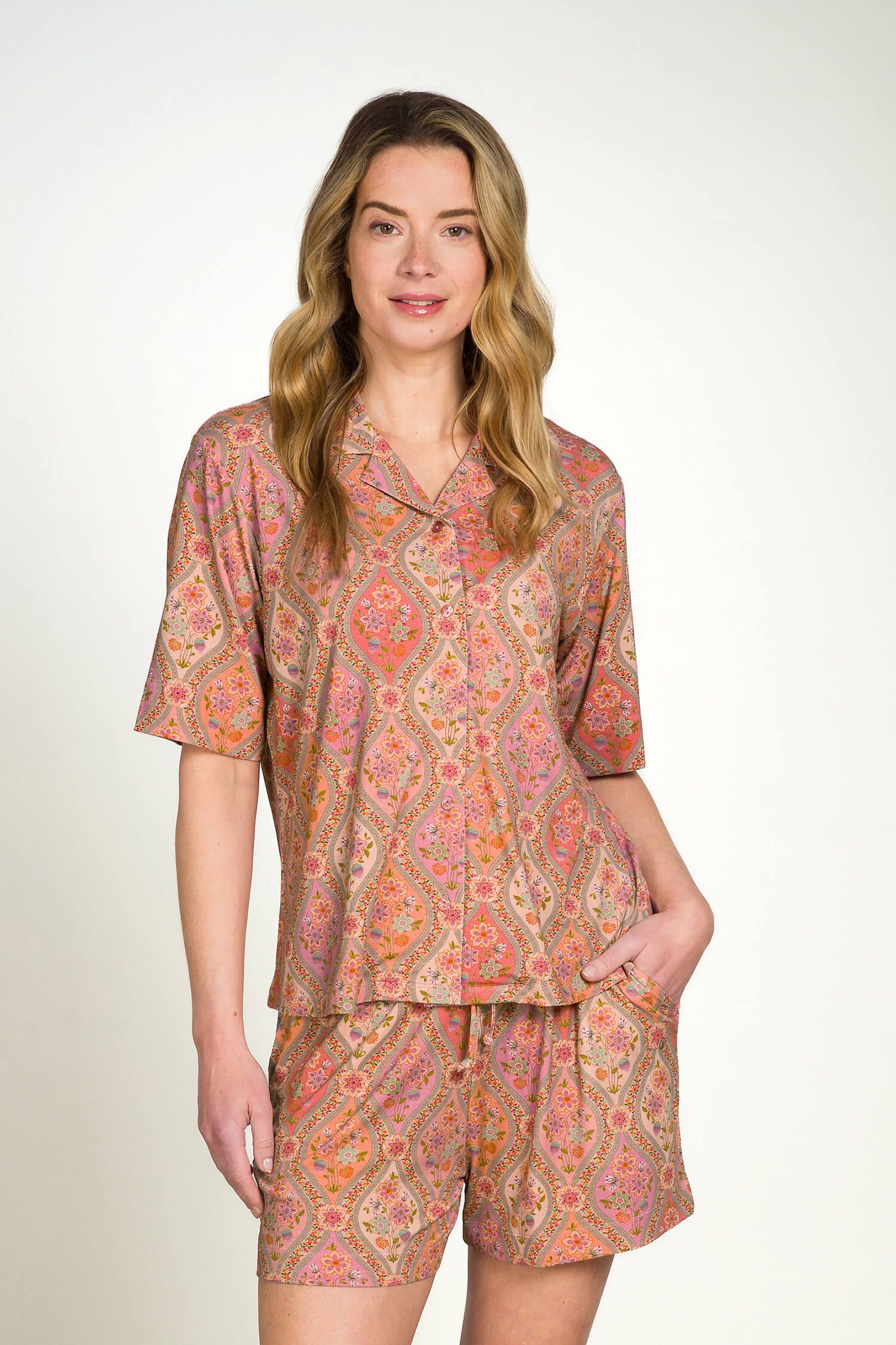 Flora Short Sleeve Top Ornamento Orange