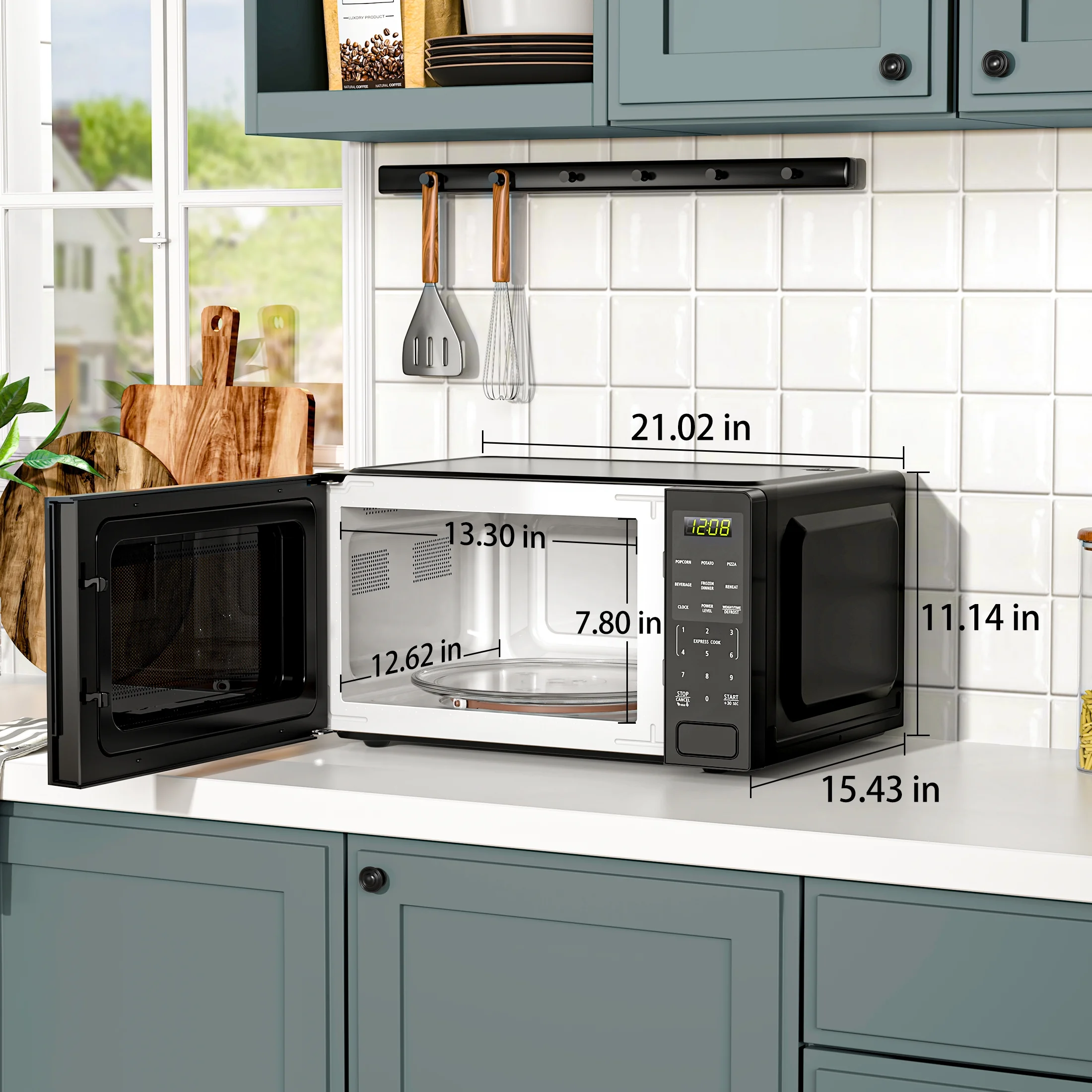 Mainstays 1.1 Cu ft Countertop Microwave Oven, 1000 Watts, Black - Image 8