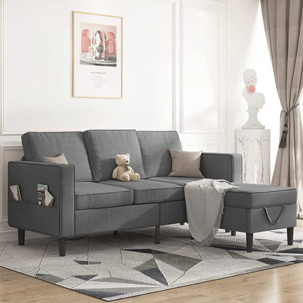 Mjkone Convertible Sectional Sofa Couch, L-Shaped Couch with Storage Ottoman, Couches for Living Room, Living Room Furniture Suitable for Small Space-Apartment/Upstairs Loft/Living Room (Dark Gray) - Image 8