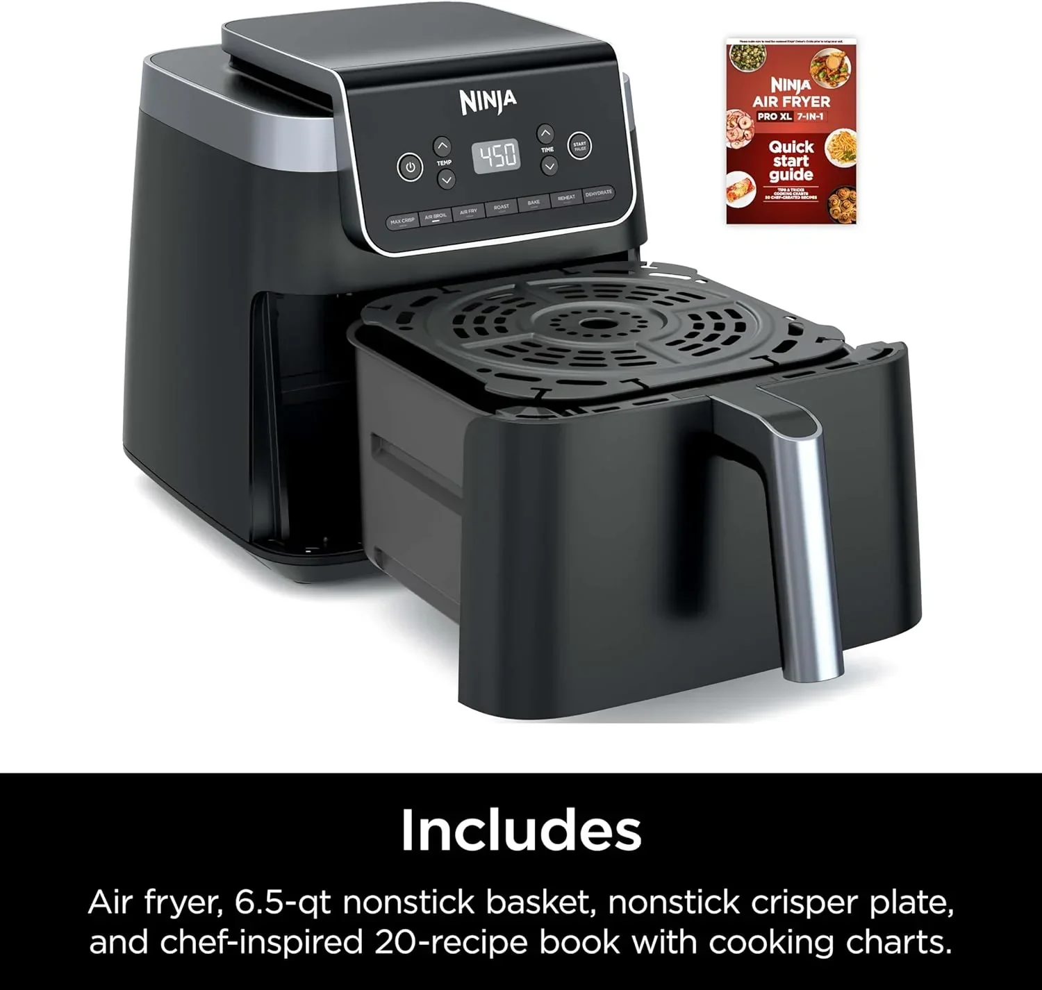 Ninja Air Fryer Pro 5-quart 4-in-1 air fryer that air fries bakes reheats and dehydrates