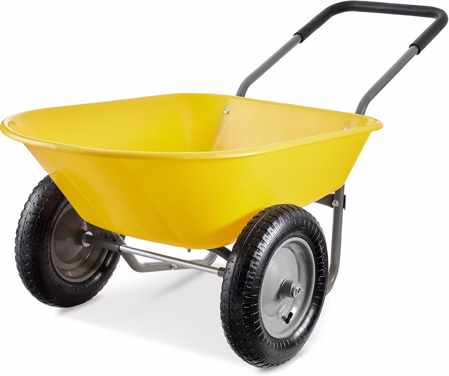ZMMOO Dual-Wheel Home Utility Yard Wheelbarrow Garden Cart w/Built-in Stand for Lawn, Gardening, Construction - Red - Image 3