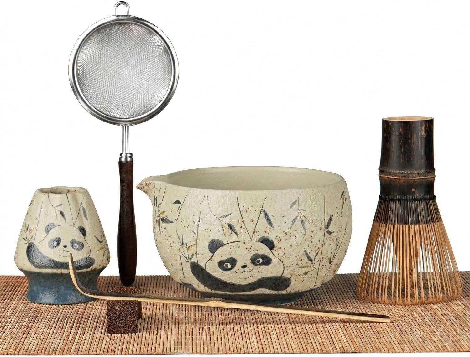 Matcha Whisk Set, 7-Piece Matcha Kit with Ceramic Bowl, Bamboo Whisk, Scoop, Sifter, Holder & Bamboo Mat – Premium Matcha Tea Set for Beginners & Matcha Lovers, Gift Ready