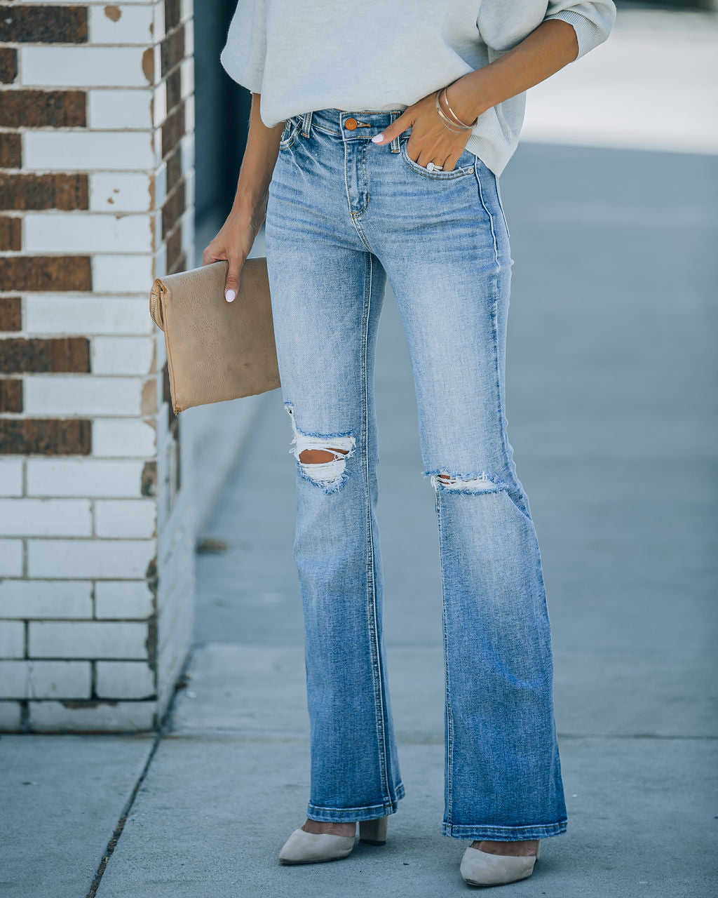 Genie Distressed Mid Rise Bootcut Jeans - Se7enfashion