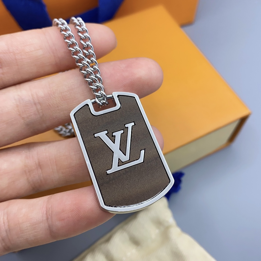 Louis Vuitton Two-sided Engraved Monogram Tag Necklace - Original Replica Club